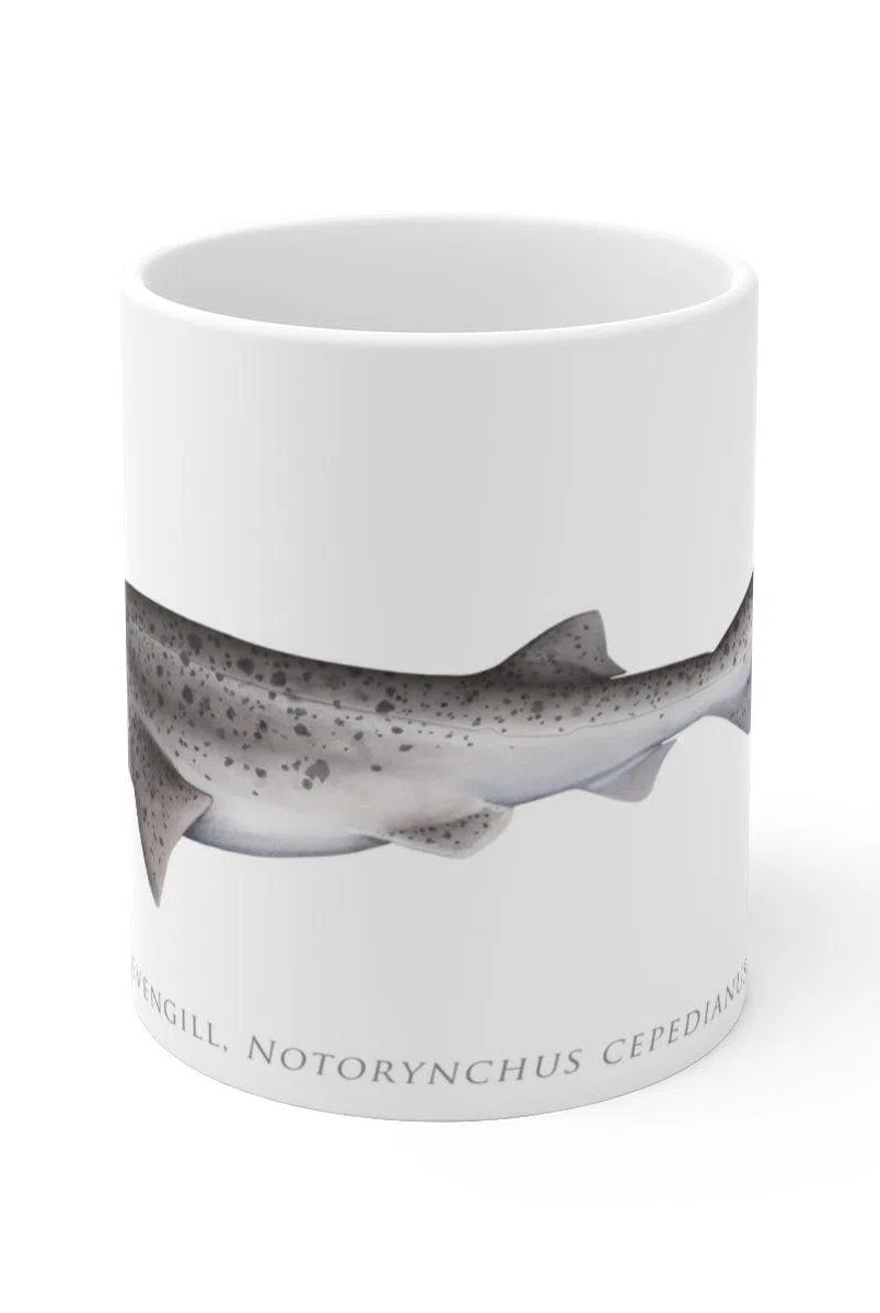 Broadnose Sevengill Shark Mug-Stick Figure Fish Illustration