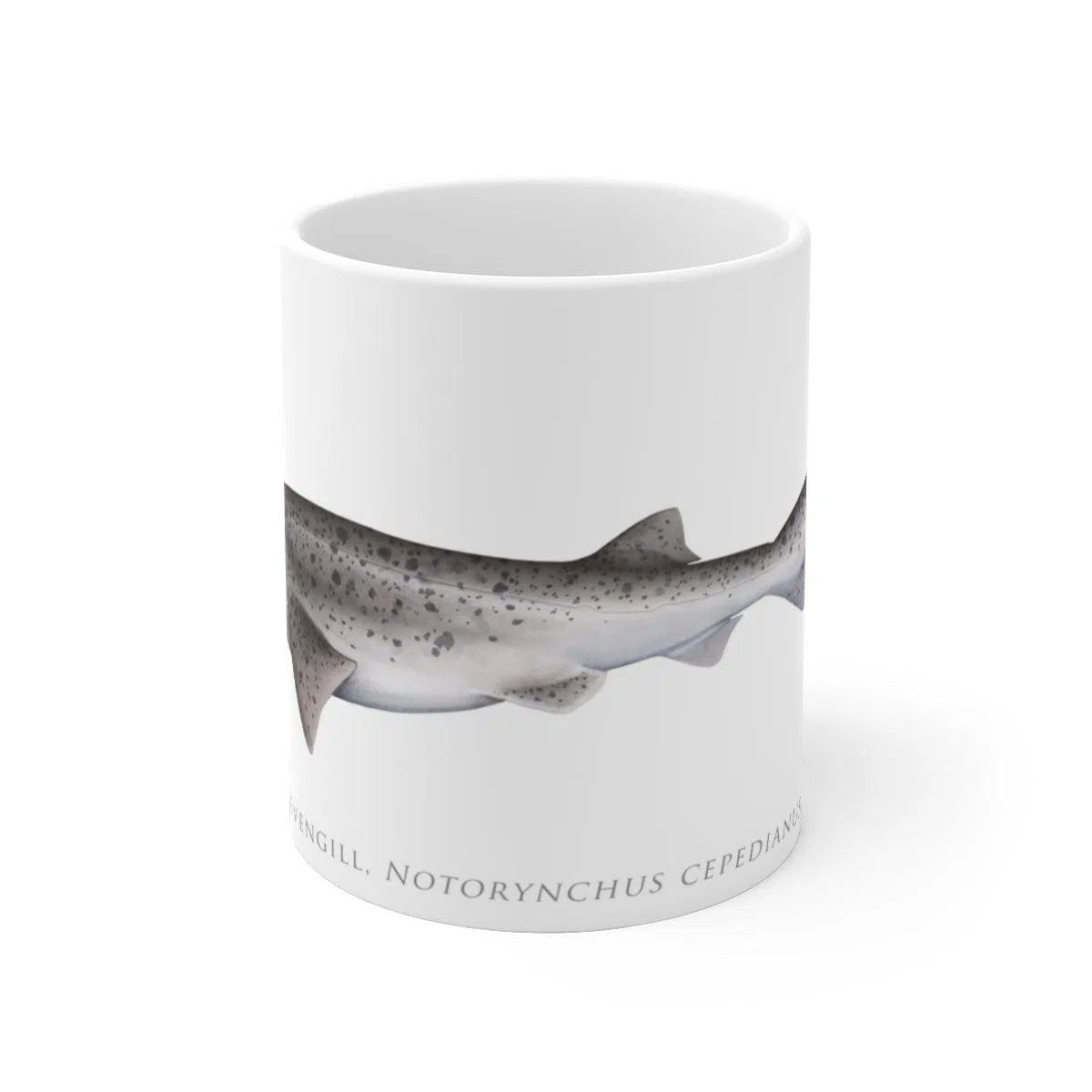 Broadnose Sevengill Shark Mug-Stick Figure Fish Illustration
