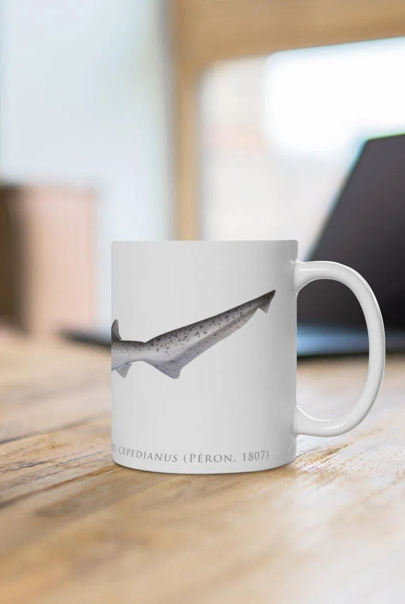 Broadnose Sevengill Shark Mug-Stick Figure Fish Illustration