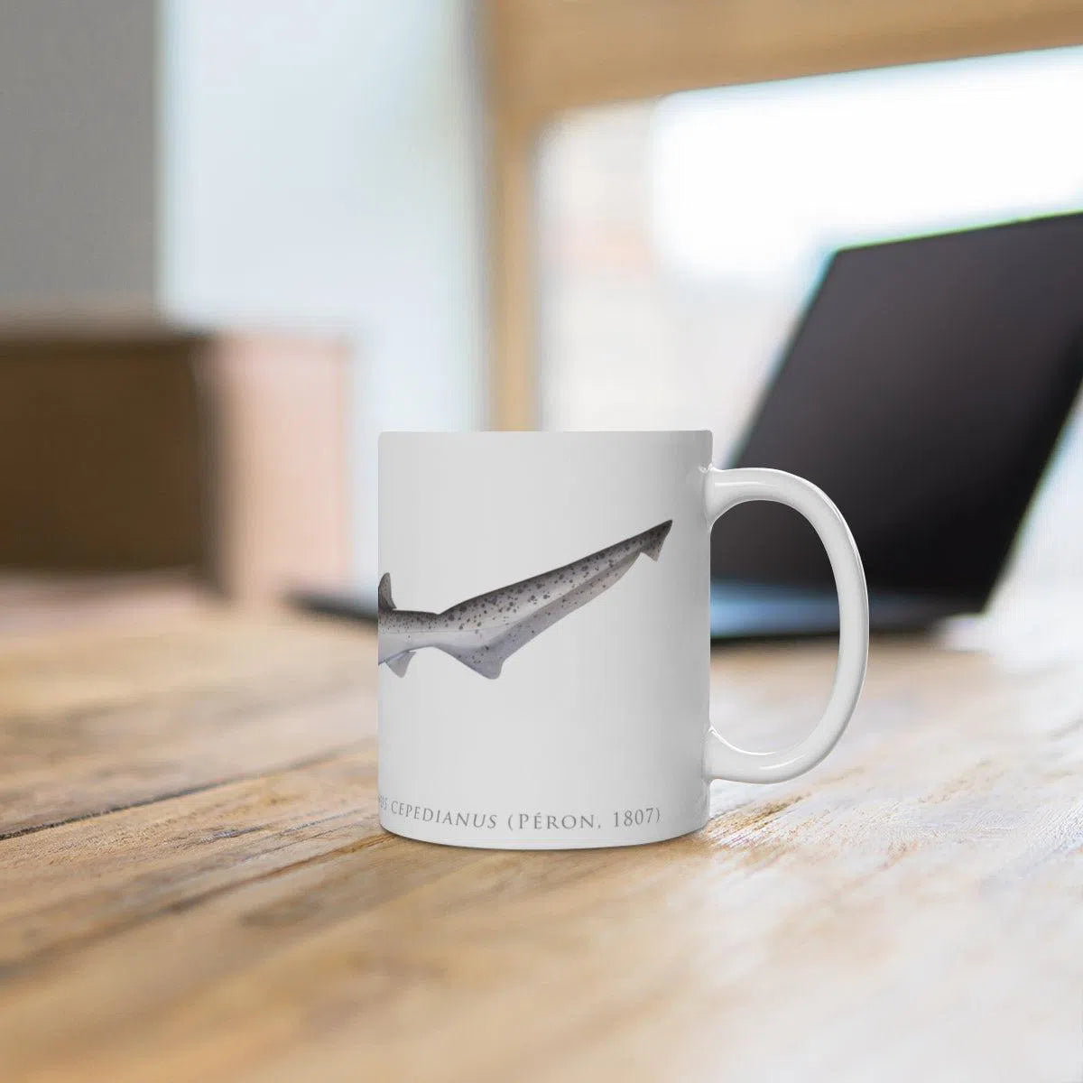 Broadnose Sevengill Shark Mug-Stick Figure Fish Illustration