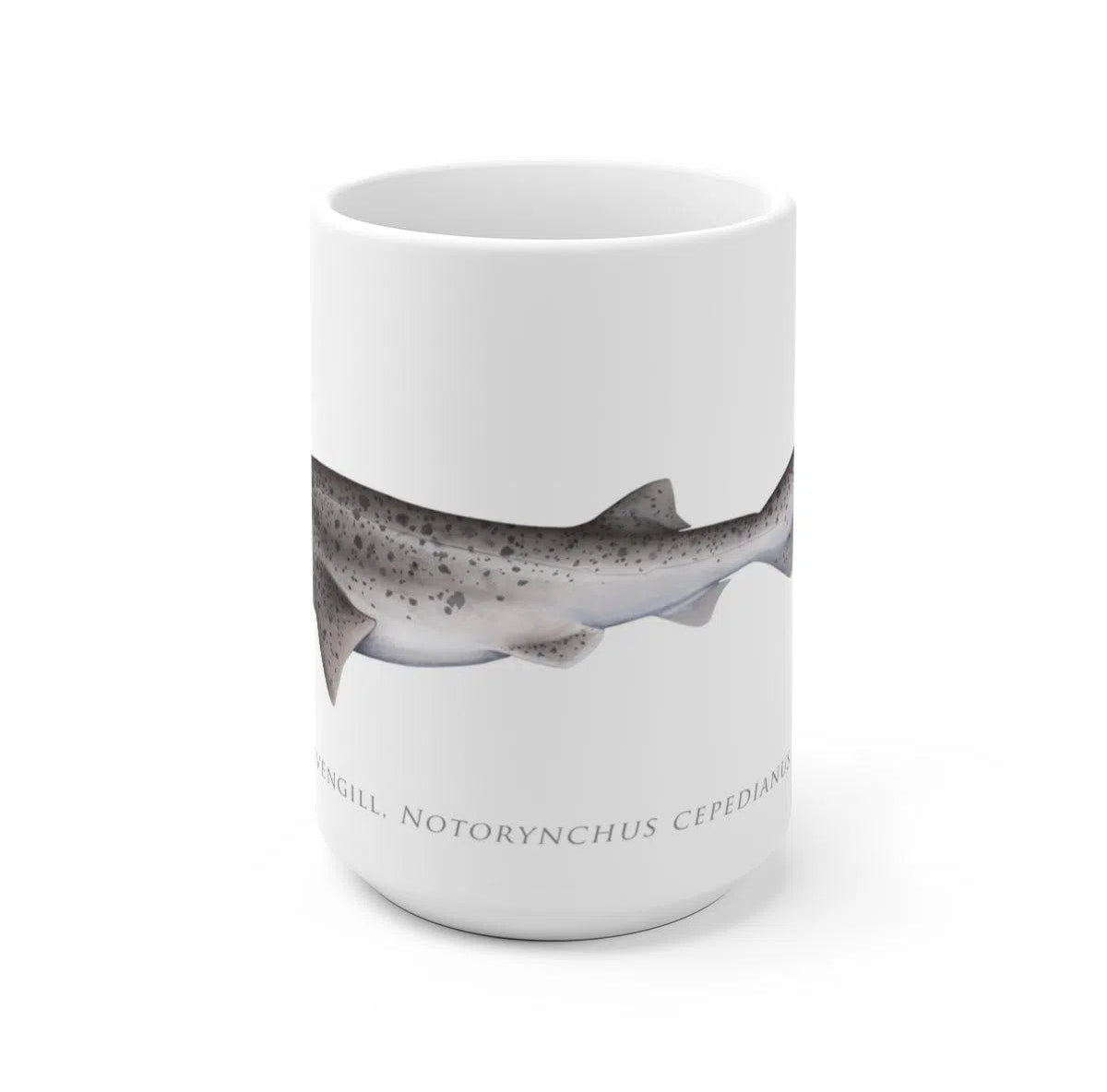 Broadnose Sevengill Shark Mug-Stick Figure Fish Illustration