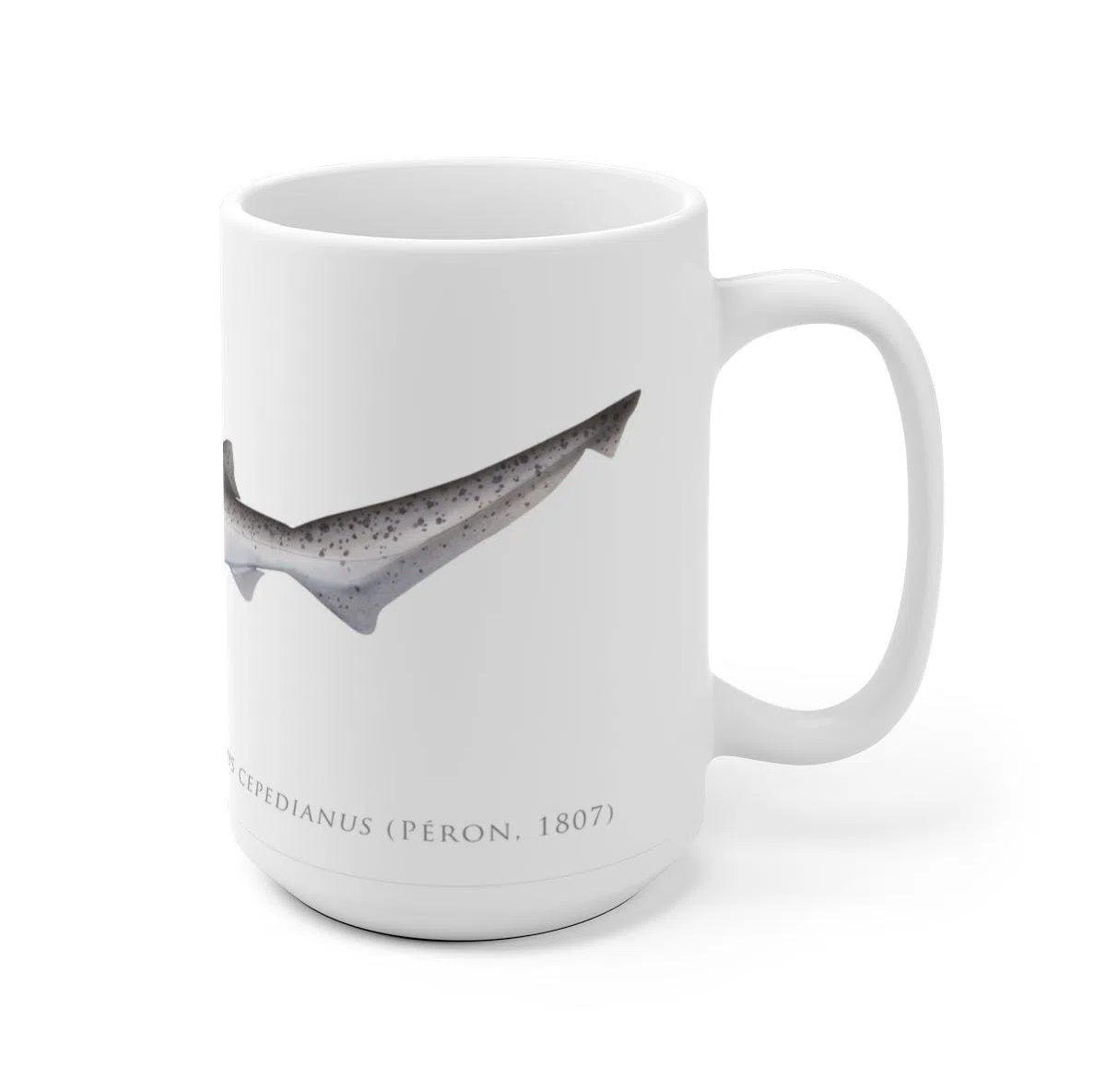 Broadnose Sevengill Shark Mug-Stick Figure Fish Illustration