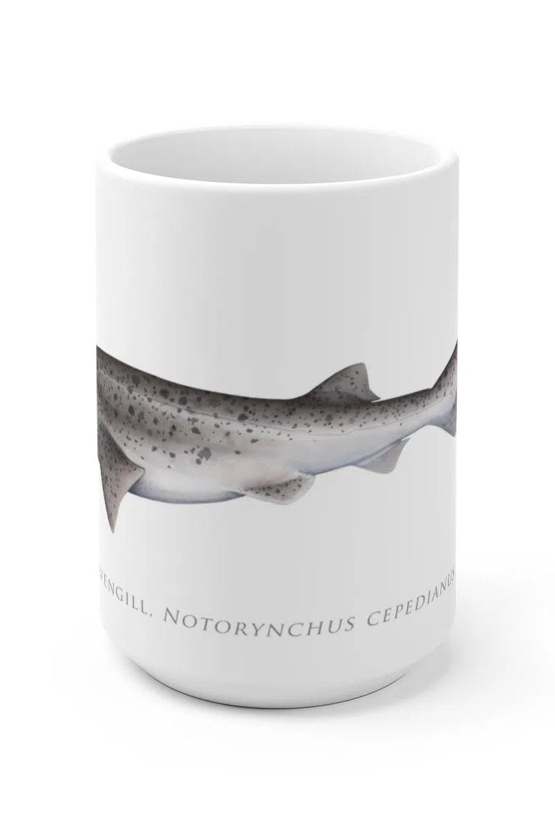 Broadnose Sevengill Shark Mug-Stick Figure Fish Illustration