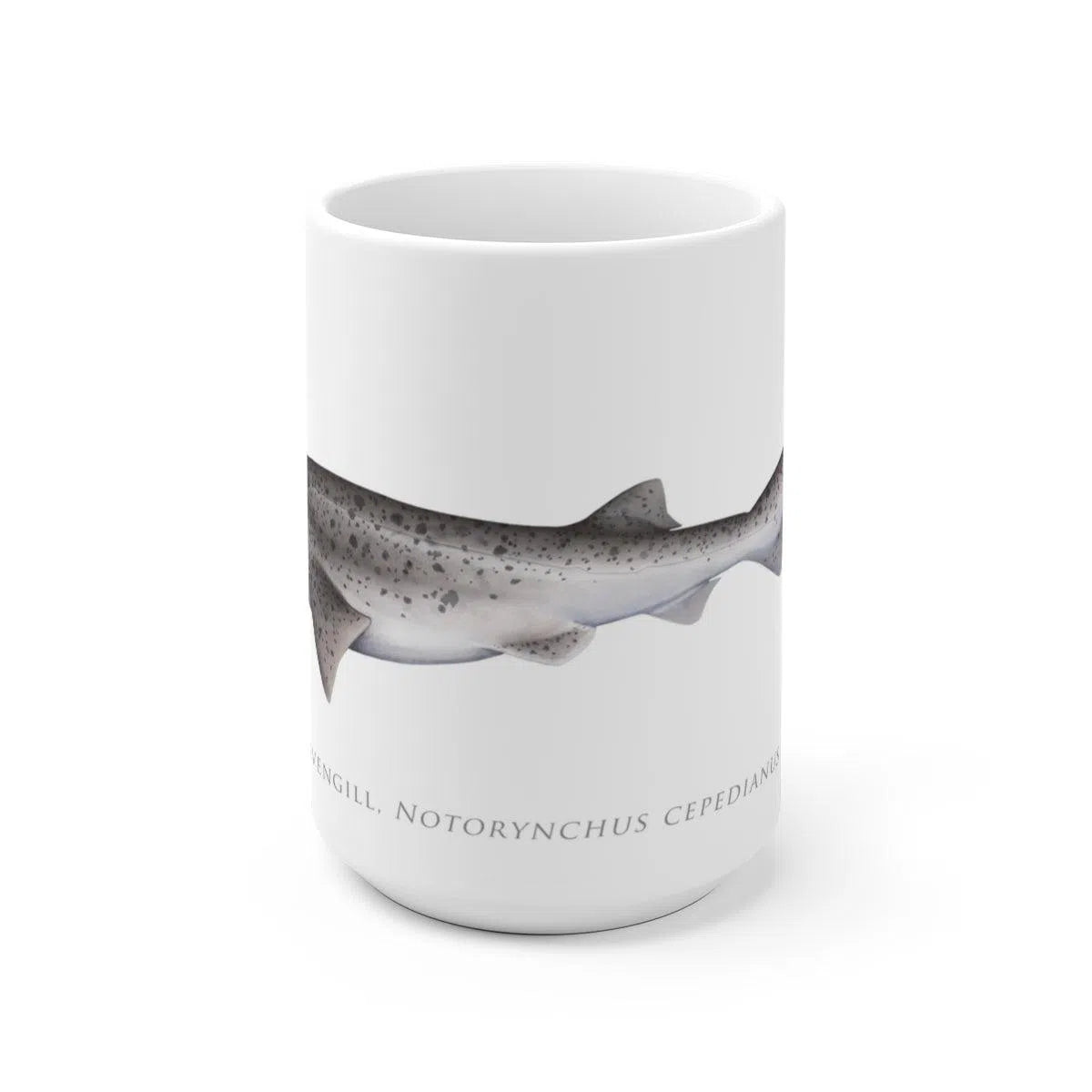 Broadnose Sevengill Shark Mug-Stick Figure Fish Illustration