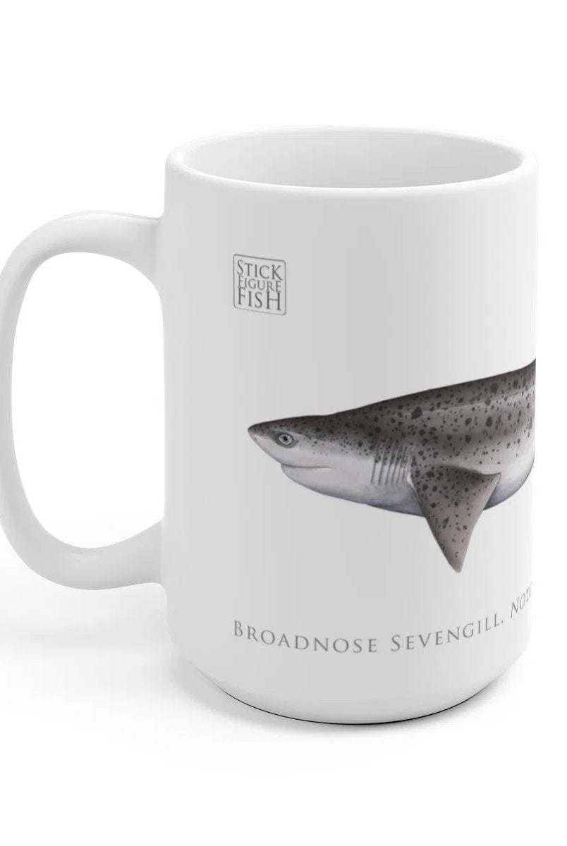 Broadnose Sevengill Shark Mug-Stick Figure Fish Illustration