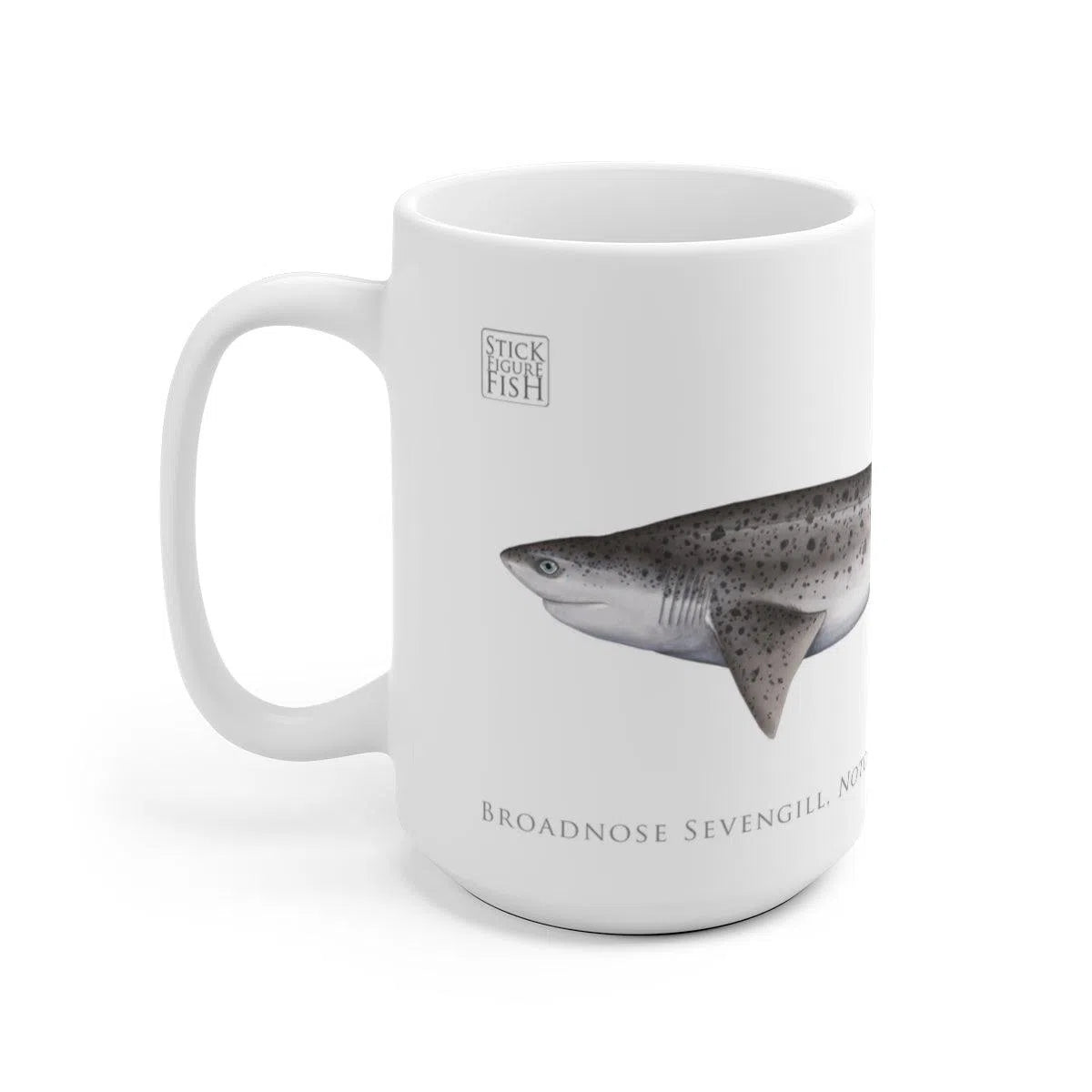 Broadnose Sevengill Shark Mug-Stick Figure Fish Illustration