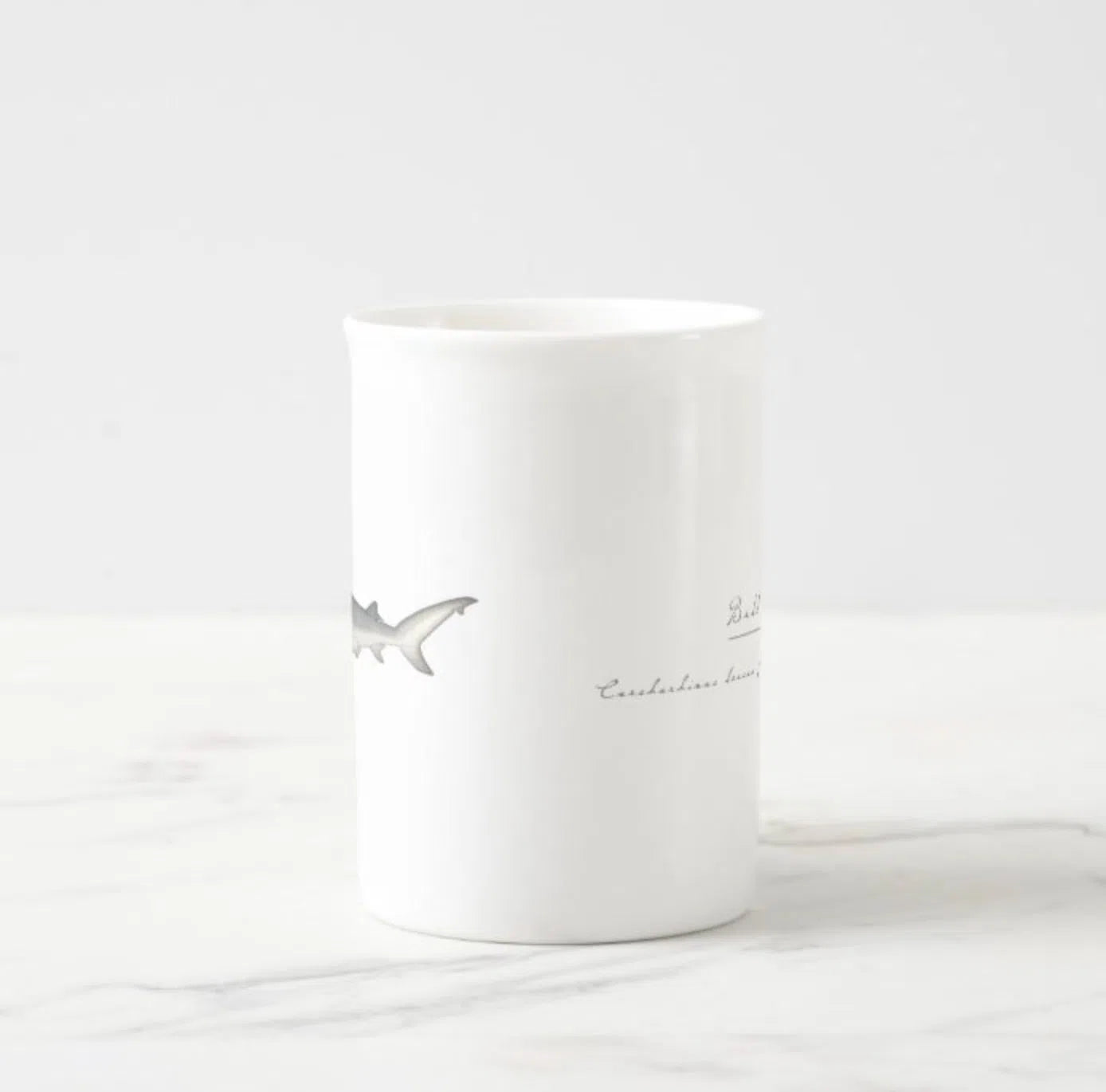 Bull Shark - Fine Bone China Mug-Stick Figure Fish Illustration