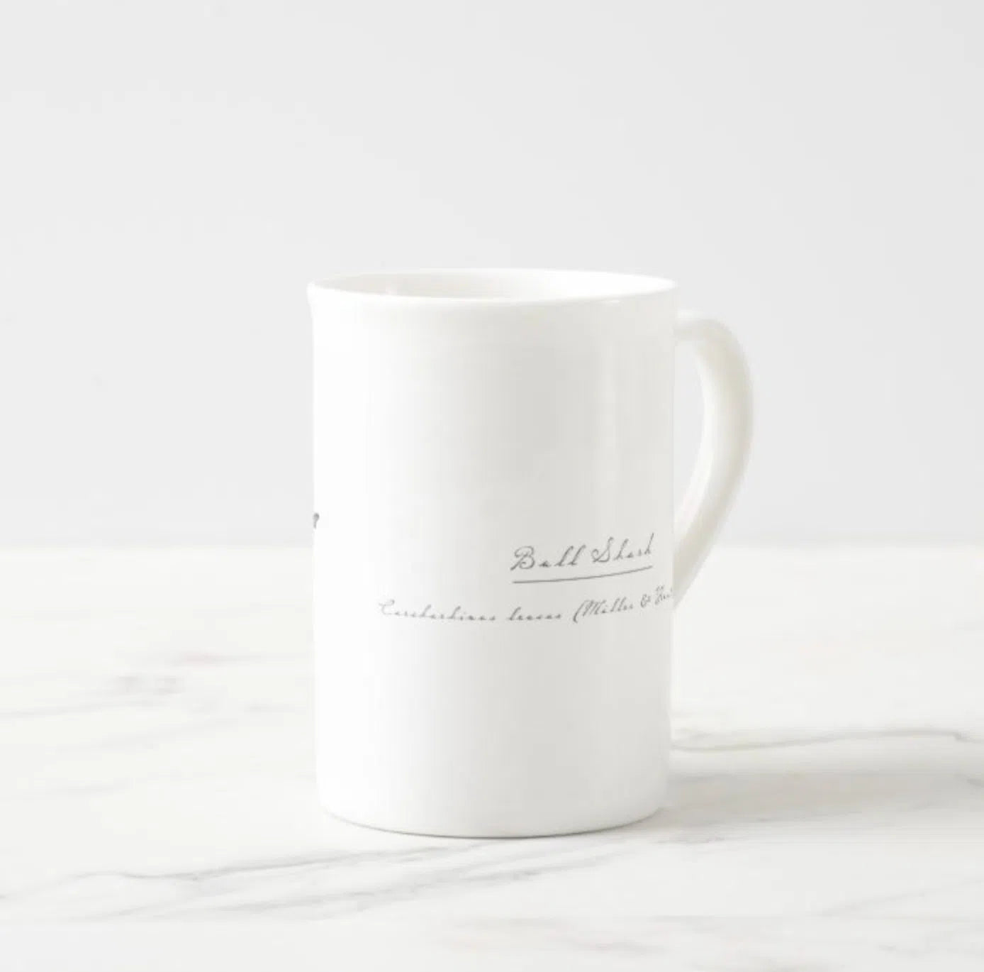 Bull Shark - Fine Bone China Mug-Stick Figure Fish Illustration