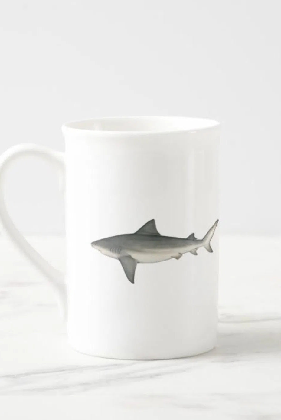 Bull Shark - Fine Bone China Mug-Stick Figure Fish Illustration
