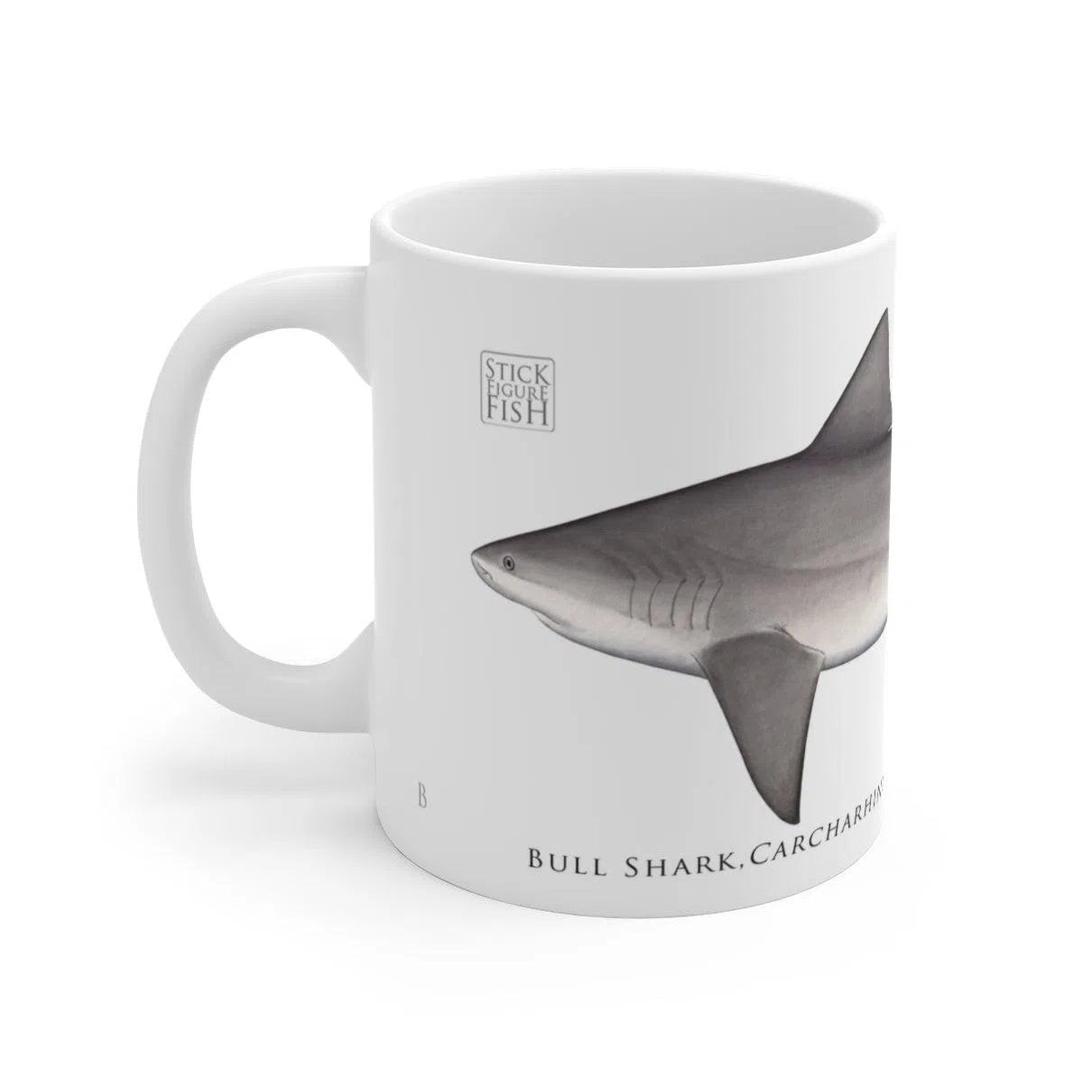 Bull Shark Mug-Stick Figure Fish Illustration