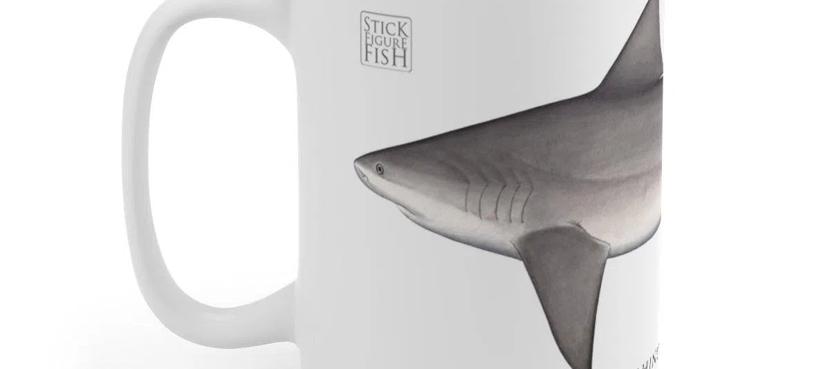 Bull Shark Mug-Stick Figure Fish Illustration
