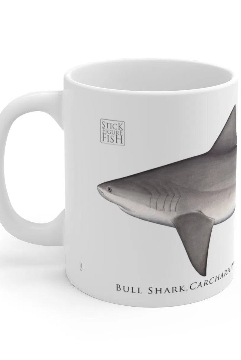 Bull Shark Mug-Stick Figure Fish Illustration