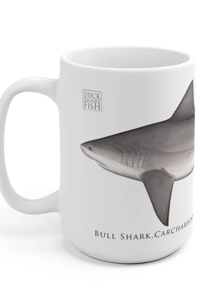 Bull Shark Mug-Stick Figure Fish Illustration