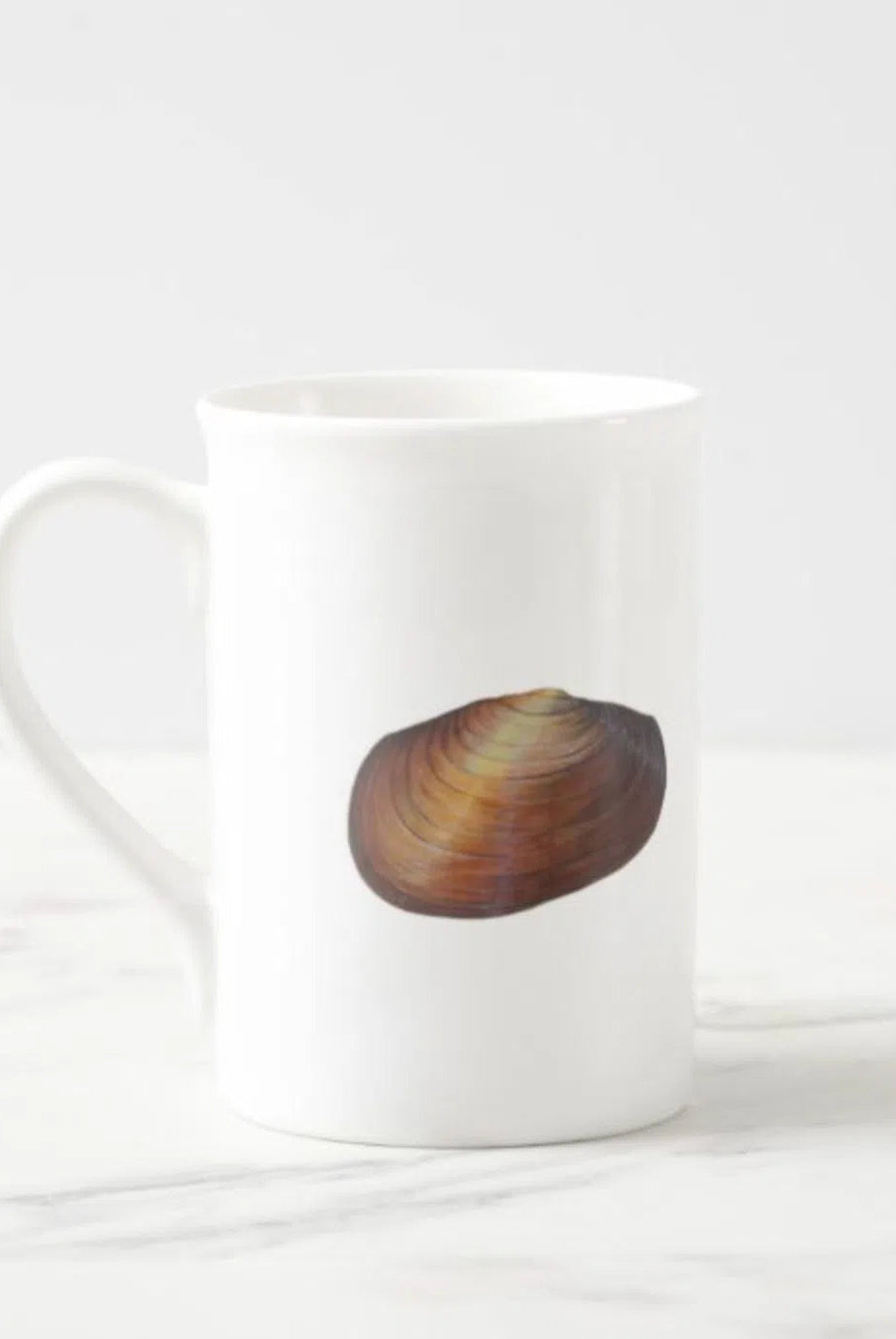 Ambiguus Mussel - Fine Bone China Mug-Stick Figure Fish Illustration