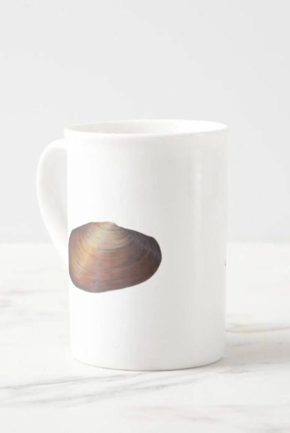 Ambiguus Mussel - Fine Bone China Mug-Stick Figure Fish Illustration