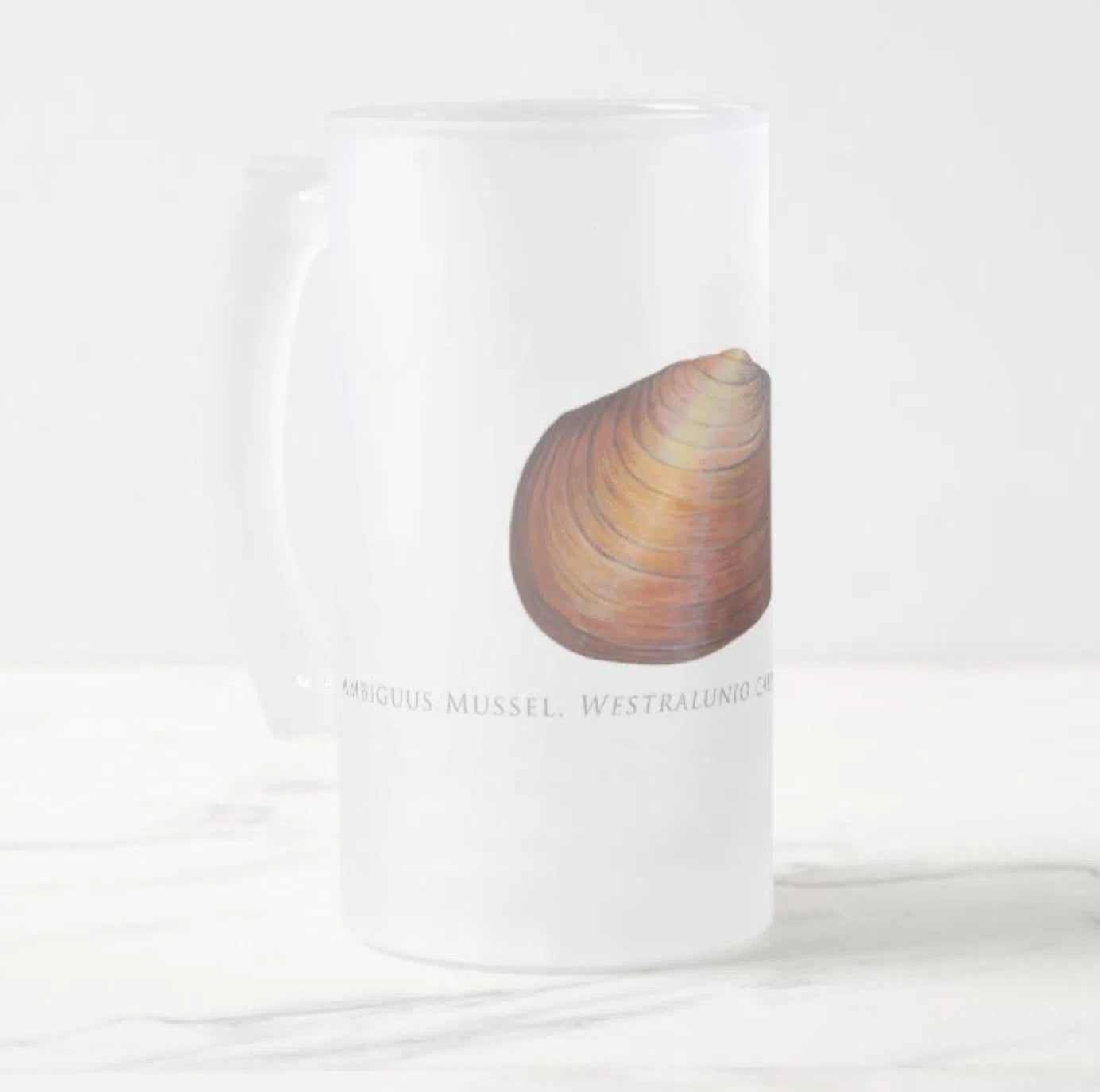 Ambiguus Mussel - Frosted Glass Stein-Stick Figure Fish Illustration