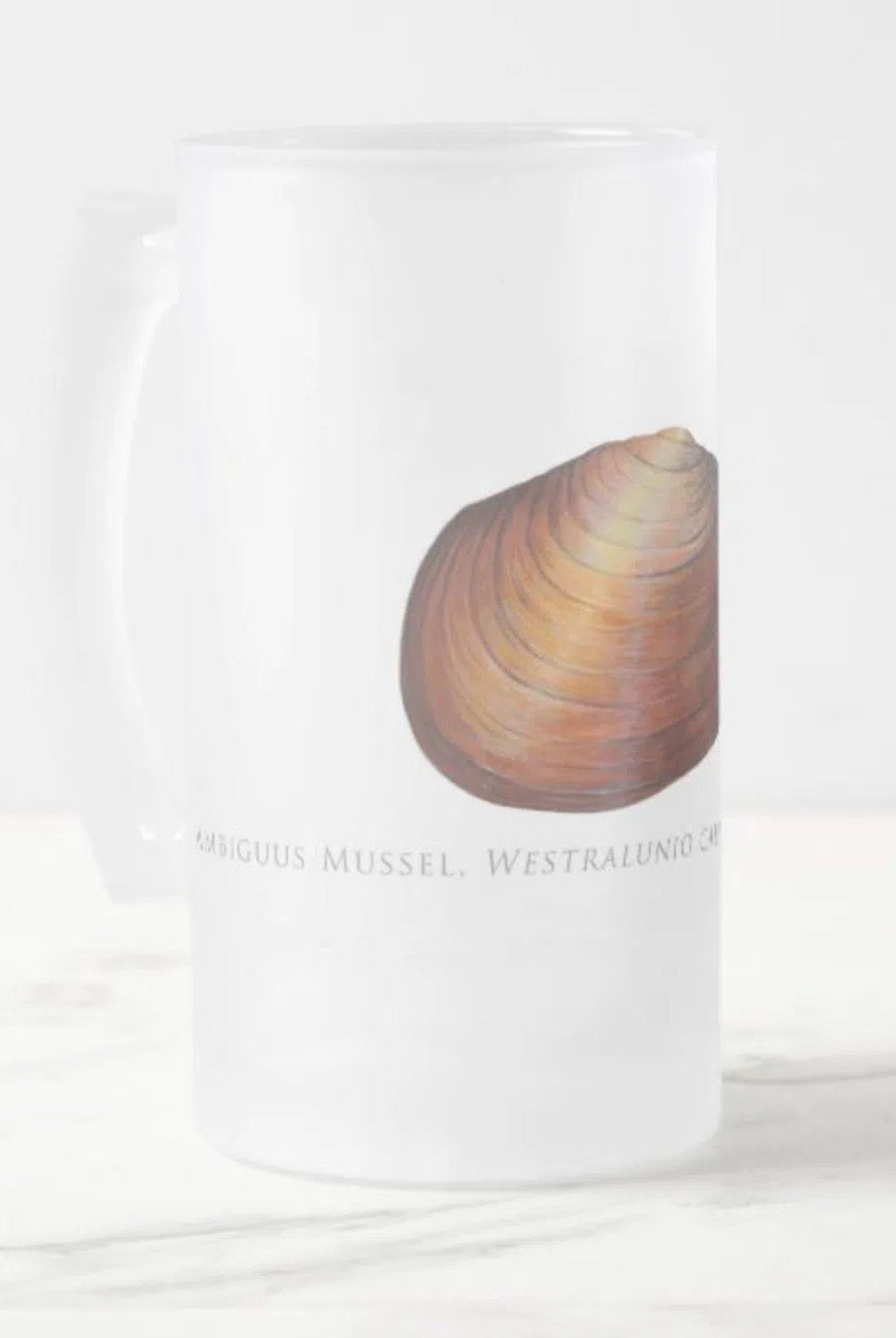 Ambiguus Mussel - Frosted Glass Stein-Stick Figure Fish Illustration