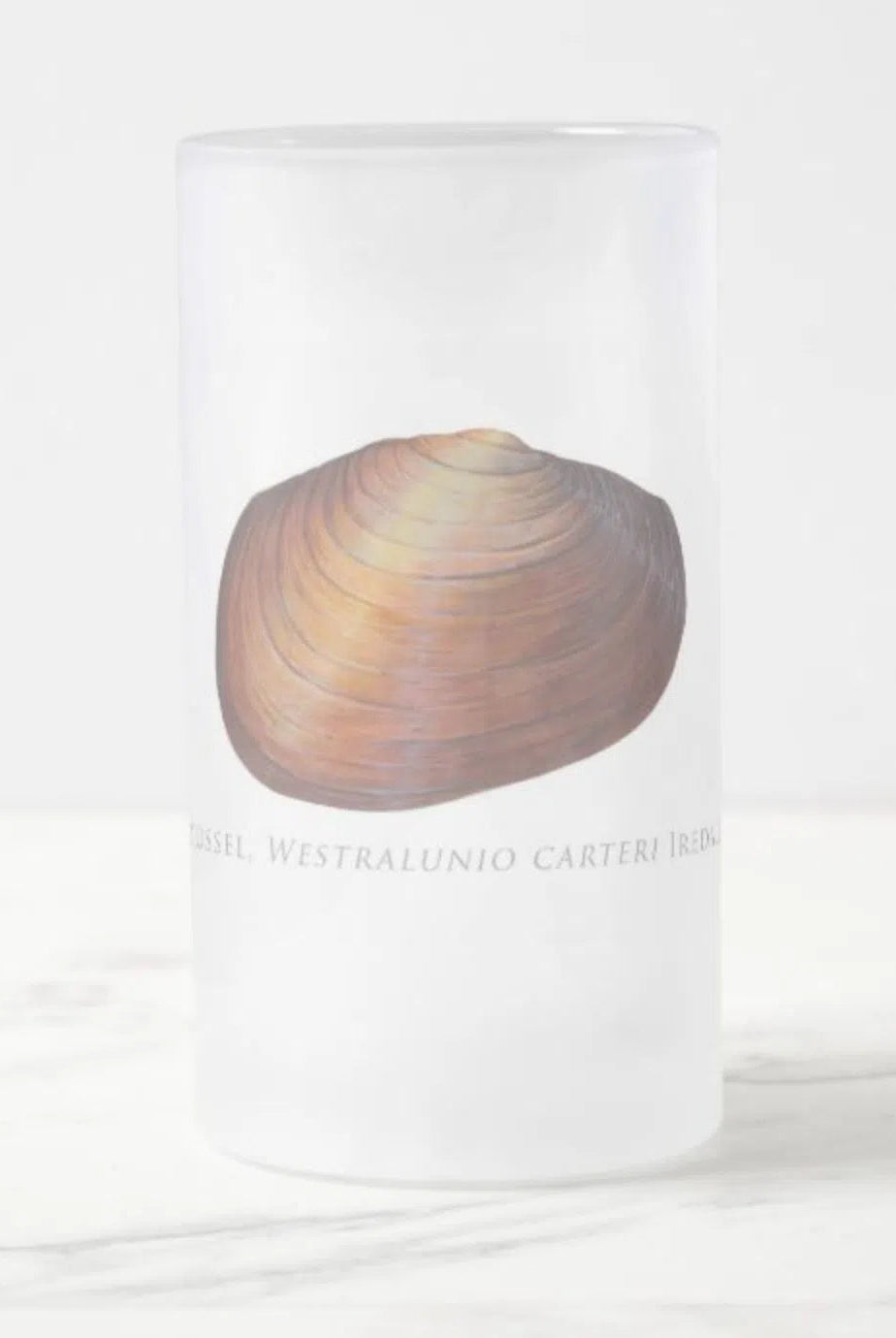 Ambiguus Mussel - Frosted Glass Stein-Stick Figure Fish Illustration