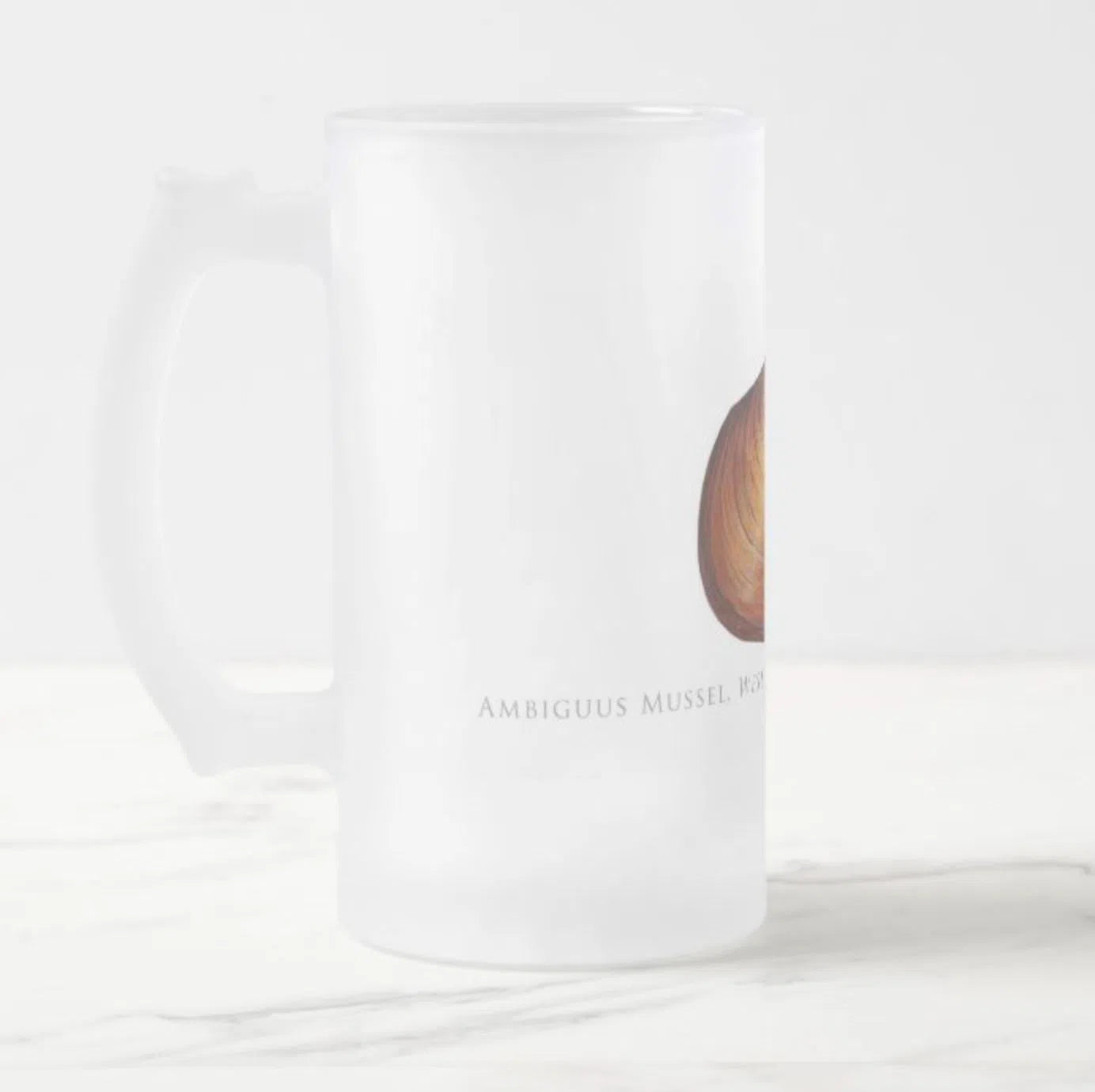 Ambiguus Mussel - Frosted Glass Stein-Stick Figure Fish Illustration