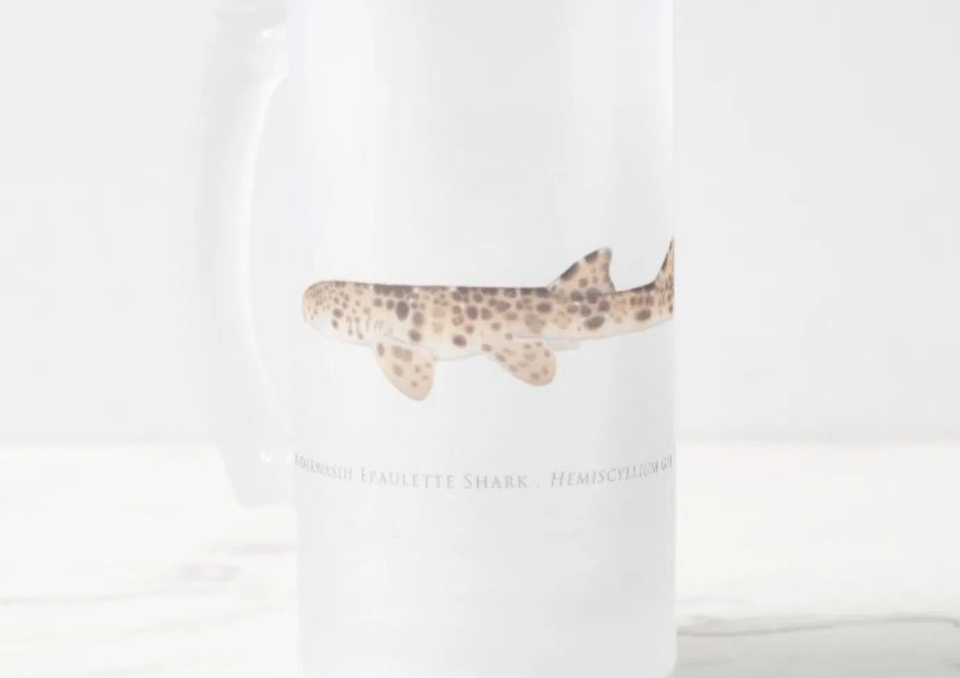 Cenderwasih Epaulette Shark - Frosted Glass Stein-Stick Figure Fish Illustration