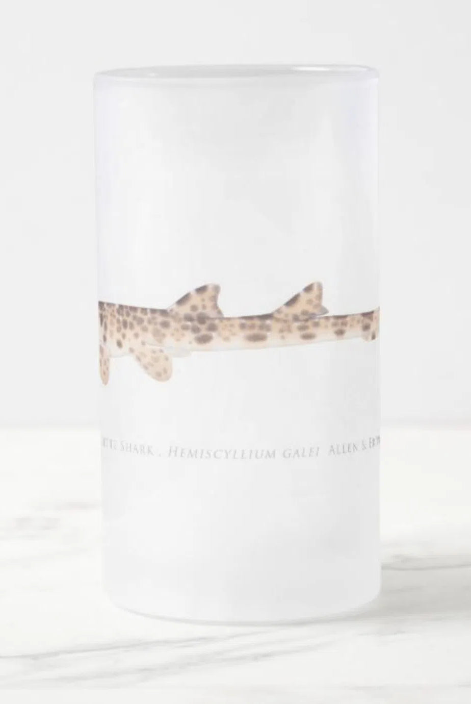 Cenderwasih Epaulette Shark - Frosted Glass Stein-Stick Figure Fish Illustration
