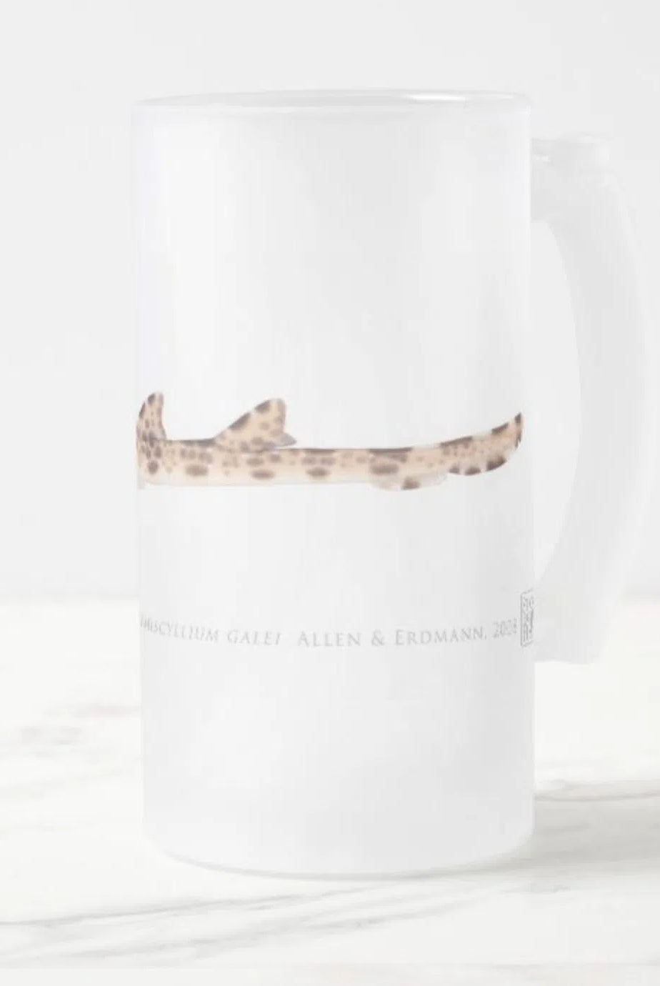 Cenderwasih Epaulette Shark - Frosted Glass Stein-Stick Figure Fish Illustration