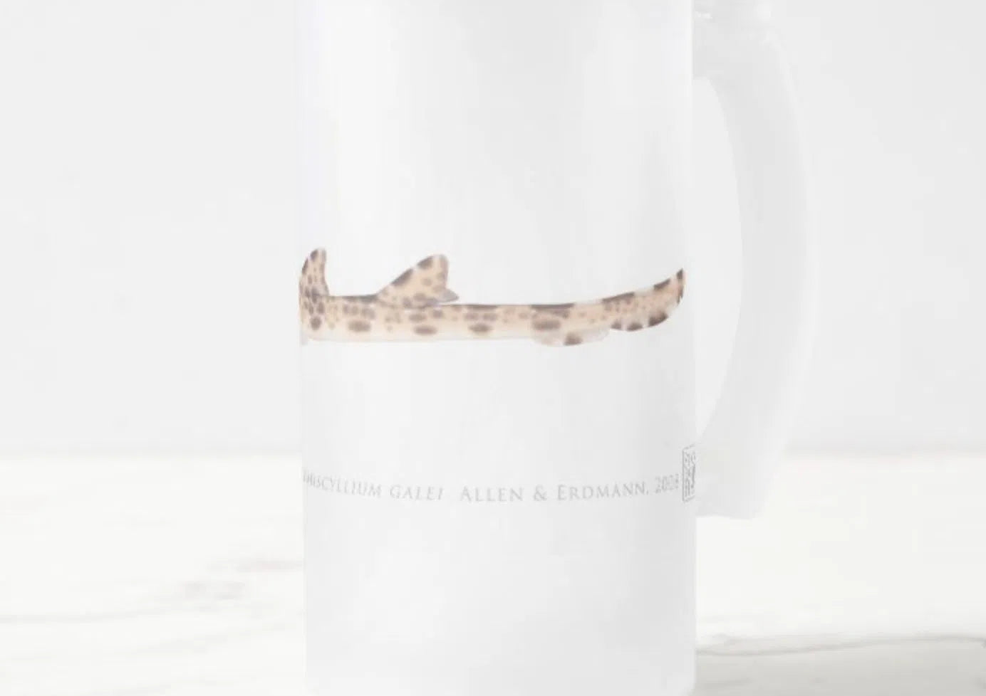 Cenderwasih Epaulette Shark - Frosted Glass Stein-Stick Figure Fish Illustration