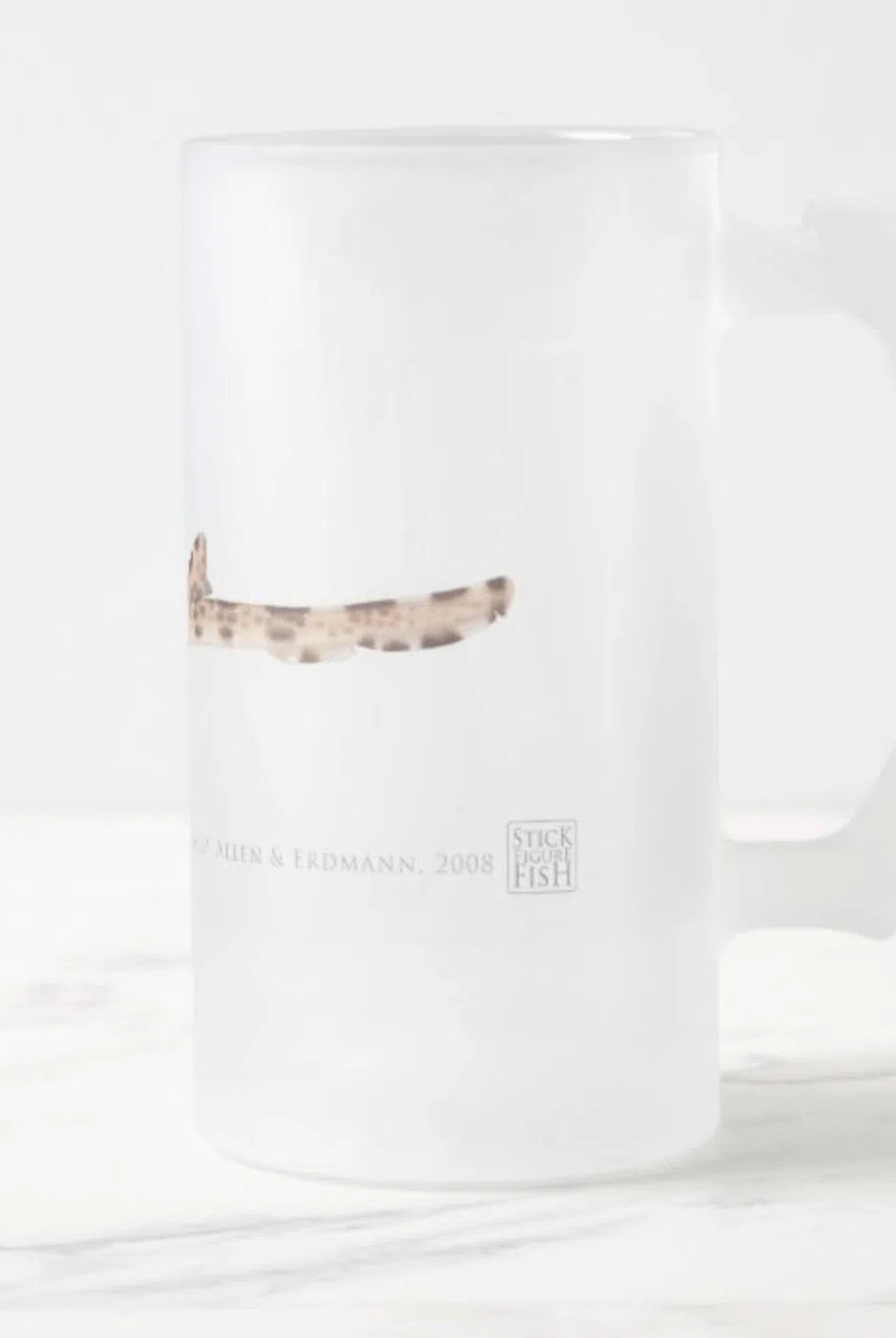 Cenderwasih Epaulette Shark - Frosted Glass Stein-Stick Figure Fish Illustration