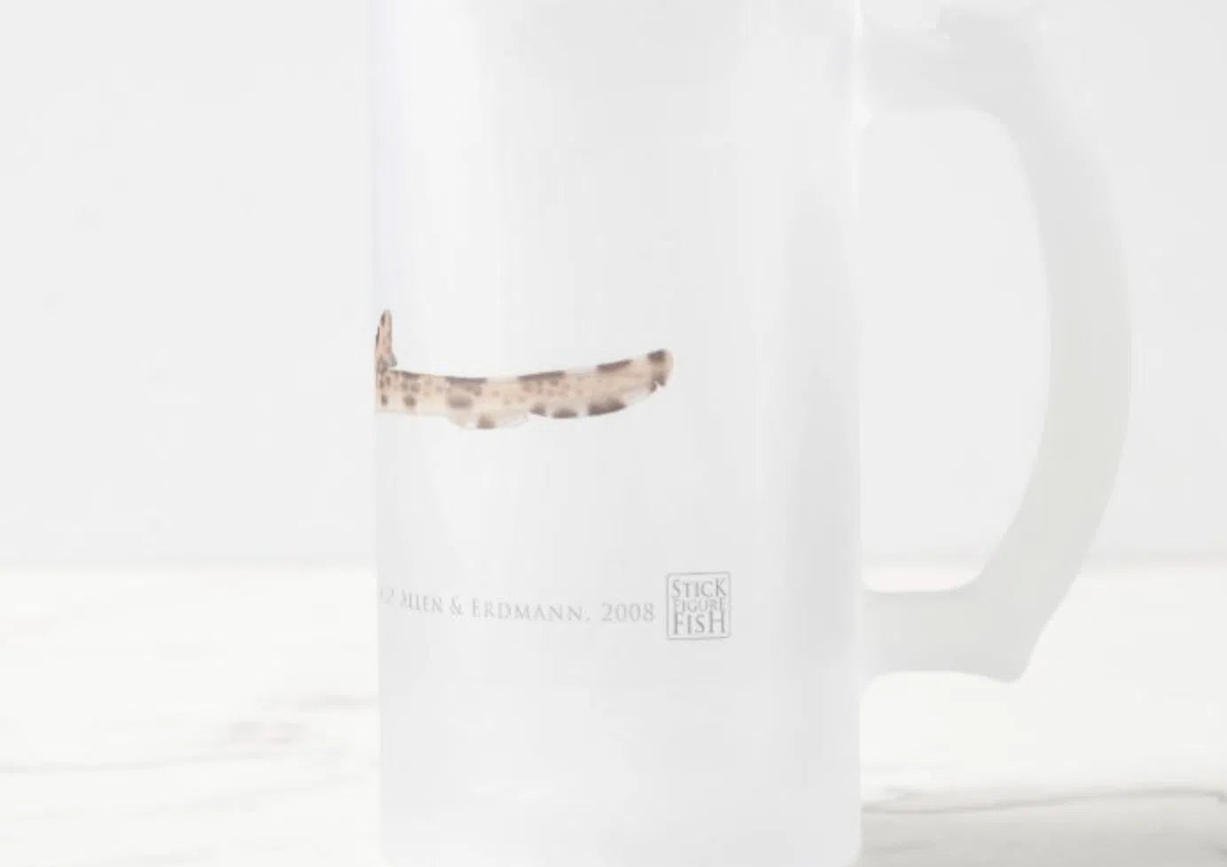 Cenderwasih Epaulette Shark - Frosted Glass Stein-Stick Figure Fish Illustration