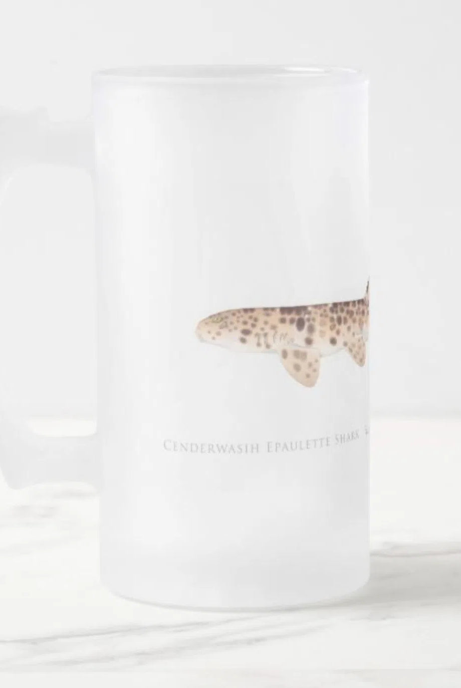 Cenderwasih Epaulette Shark - Frosted Glass Stein-Stick Figure Fish Illustration