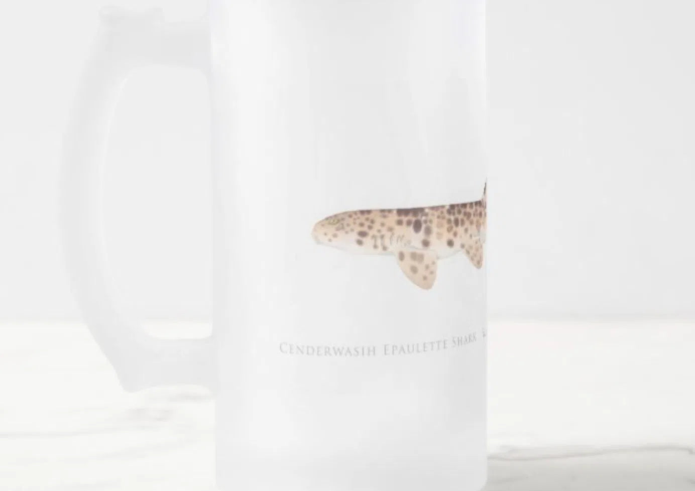 Cenderwasih Epaulette Shark - Frosted Glass Stein-Stick Figure Fish Illustration