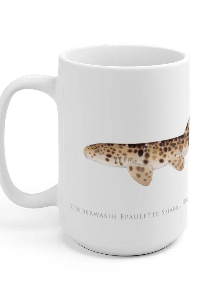 Cenderwasih Epaulette Shark Mug-Stick Figure Fish Illustration