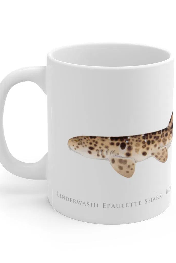 Cenderwasih Epaulette Shark Mug-Stick Figure Fish Illustration