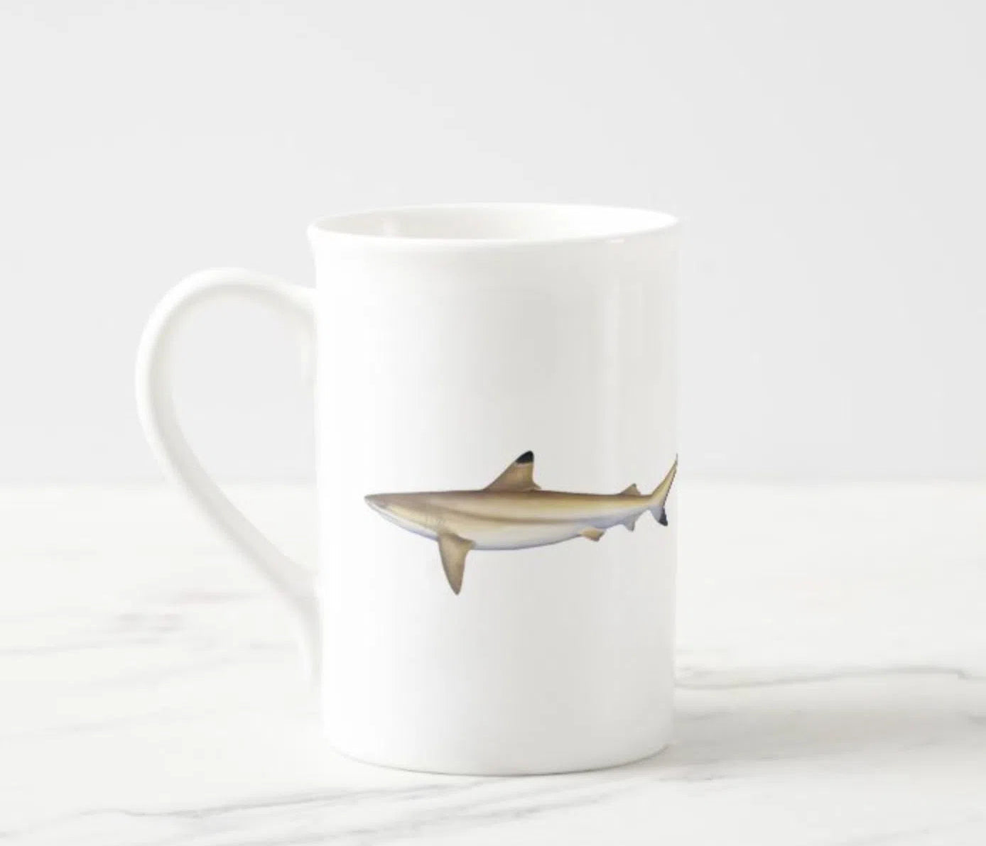 Choose Your Species - Shark or Ray - Fine Bone China Mug-Stick Figure Fish Illustration