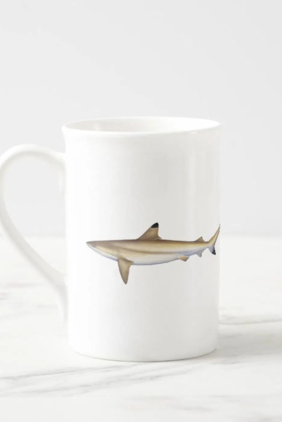 Choose Your Species - Shark or Ray - Fine Bone China Mug-Stick Figure Fish Illustration