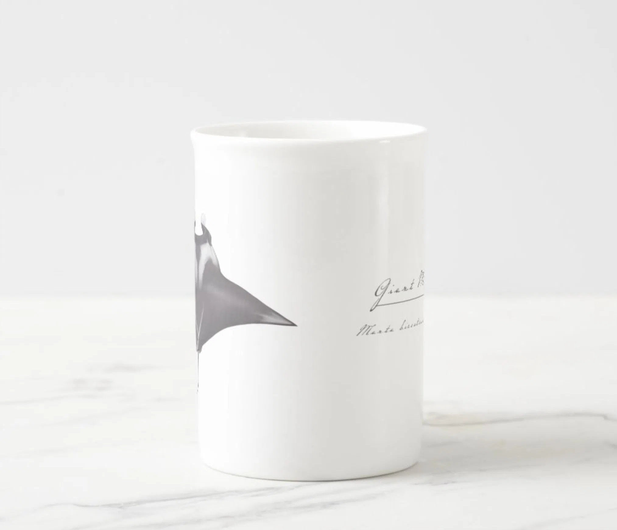 Choose Your Species - Shark or Ray - Fine Bone China Mug-Stick Figure Fish Illustration