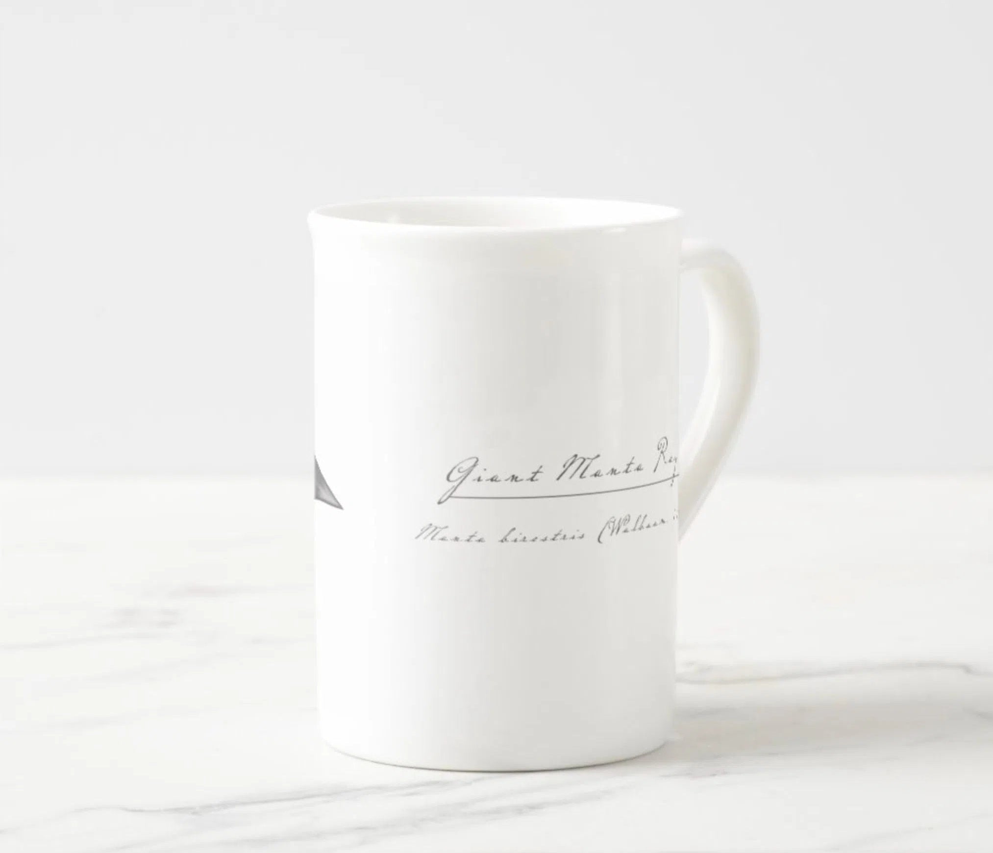 Choose Your Species - Shark or Ray - Fine Bone China Mug-Stick Figure Fish Illustration