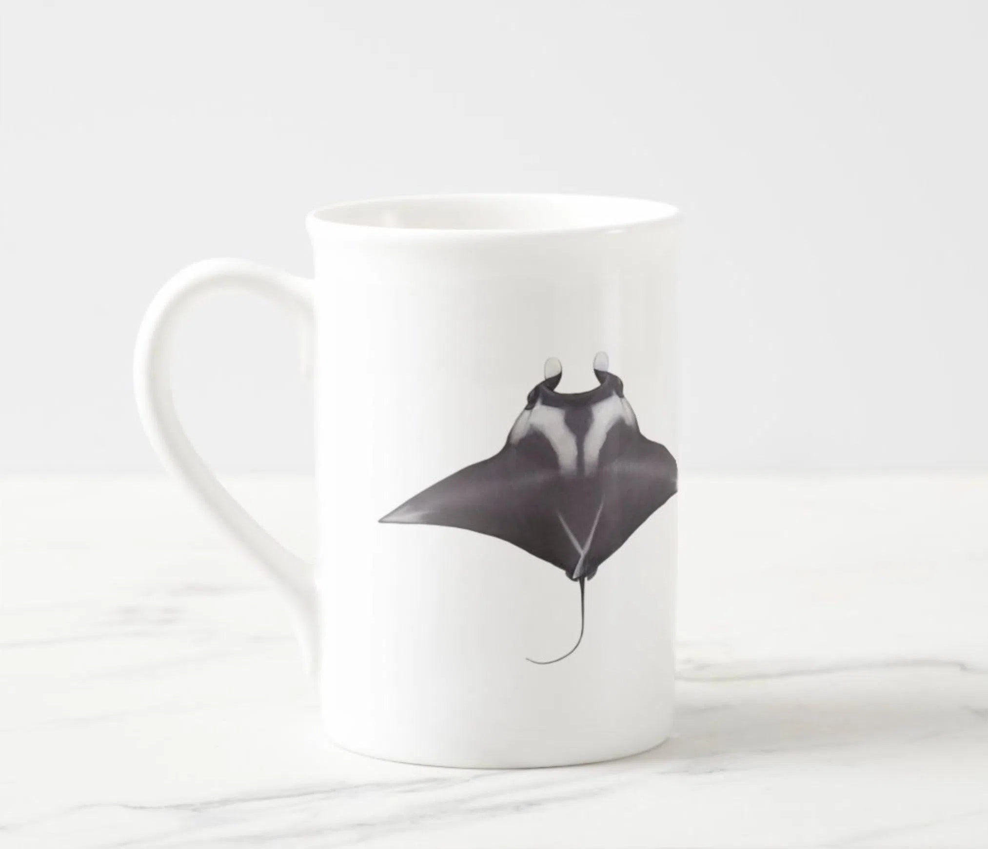 Choose Your Species - Shark or Ray - Fine Bone China Mug-Stick Figure Fish Illustration