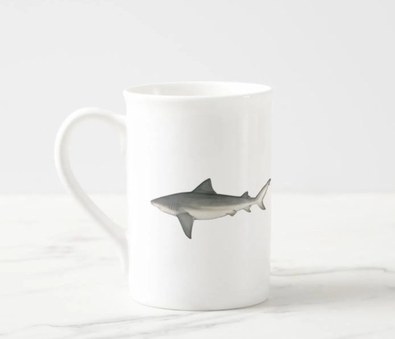 Choose Your Species - Shark or Ray - Fine Bone China Mug-Stick Figure Fish Illustration
