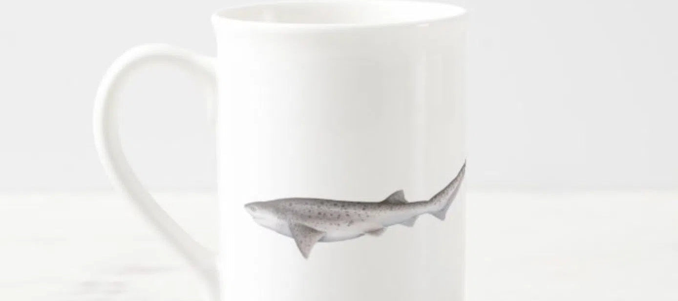 Choose Your Species - Shark or Ray - Fine Bone China Mug-Stick Figure Fish Illustration