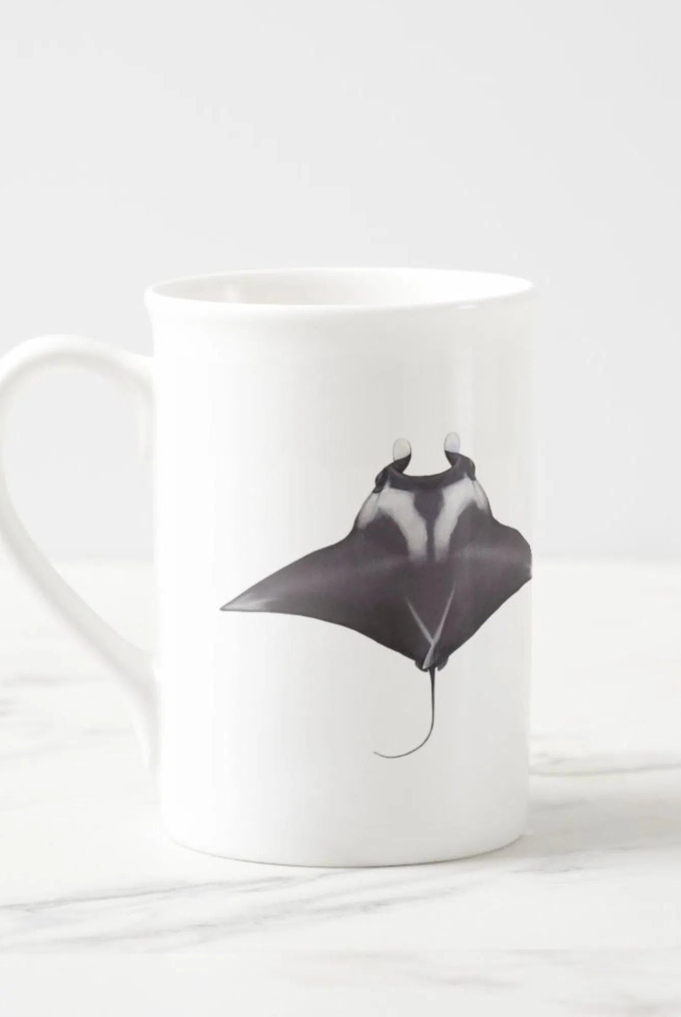 Choose Your Species - Shark or Ray - Fine Bone China Mug-Stick Figure Fish Illustration