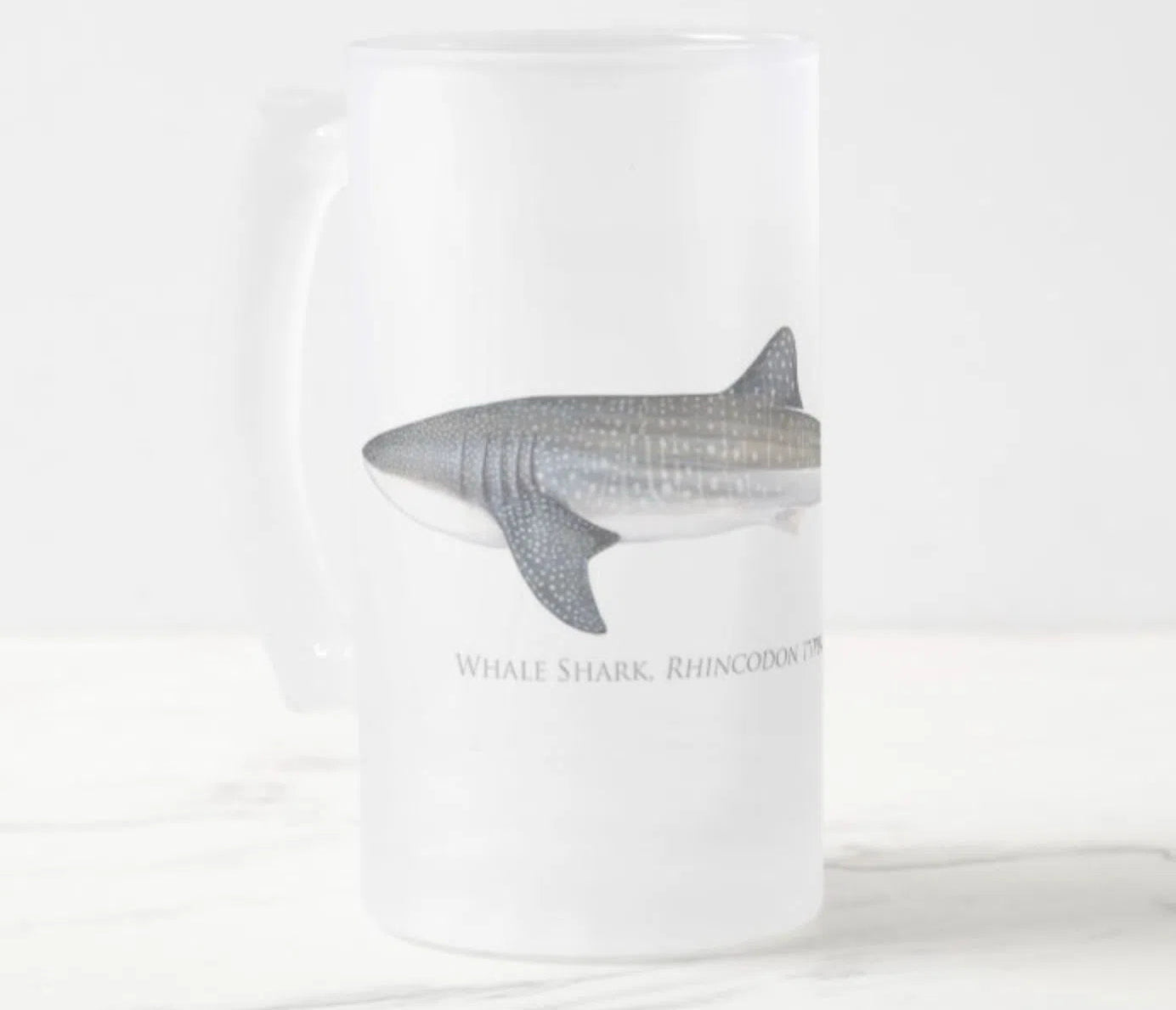 Choose Your Species - Shark or Ray - Frosted Glass Stein-Stick Figure Fish Illustration