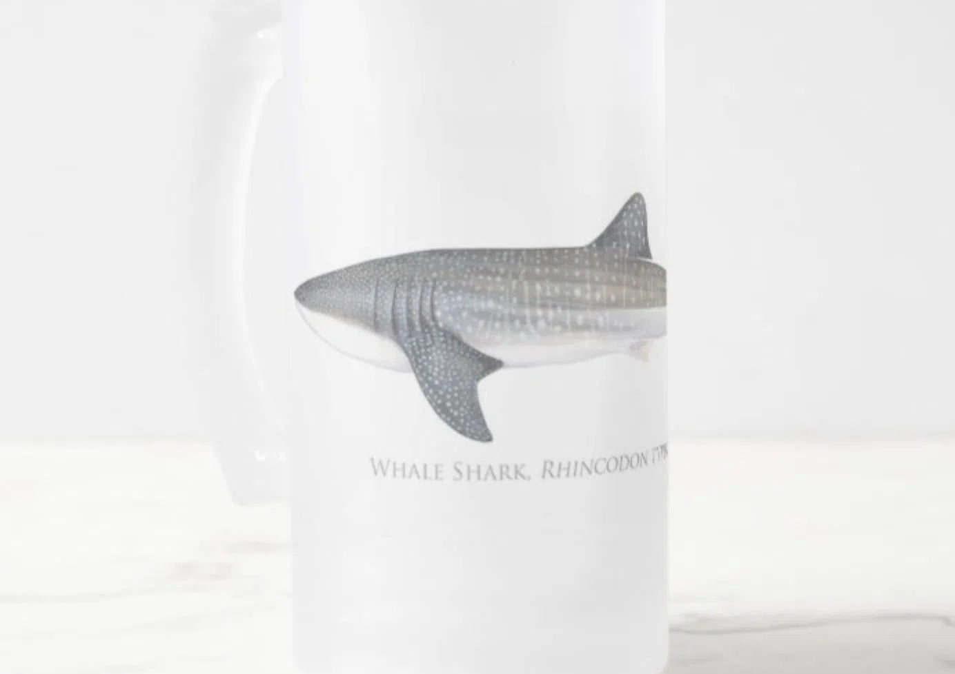 Choose Your Species - Shark or Ray - Frosted Glass Stein-Stick Figure Fish Illustration