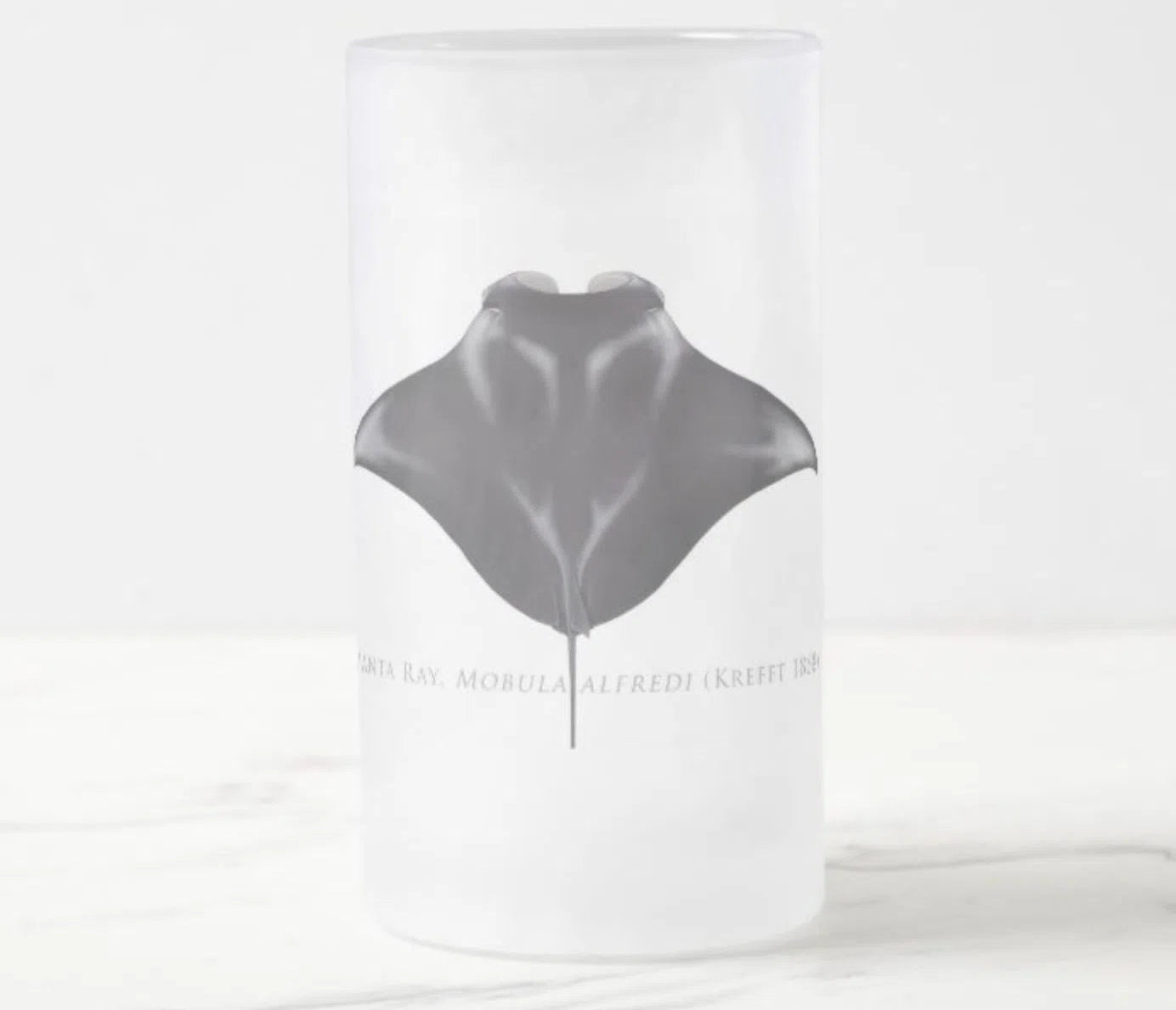 Choose Your Species - Shark or Ray - Frosted Glass Stein-Stick Figure Fish Illustration