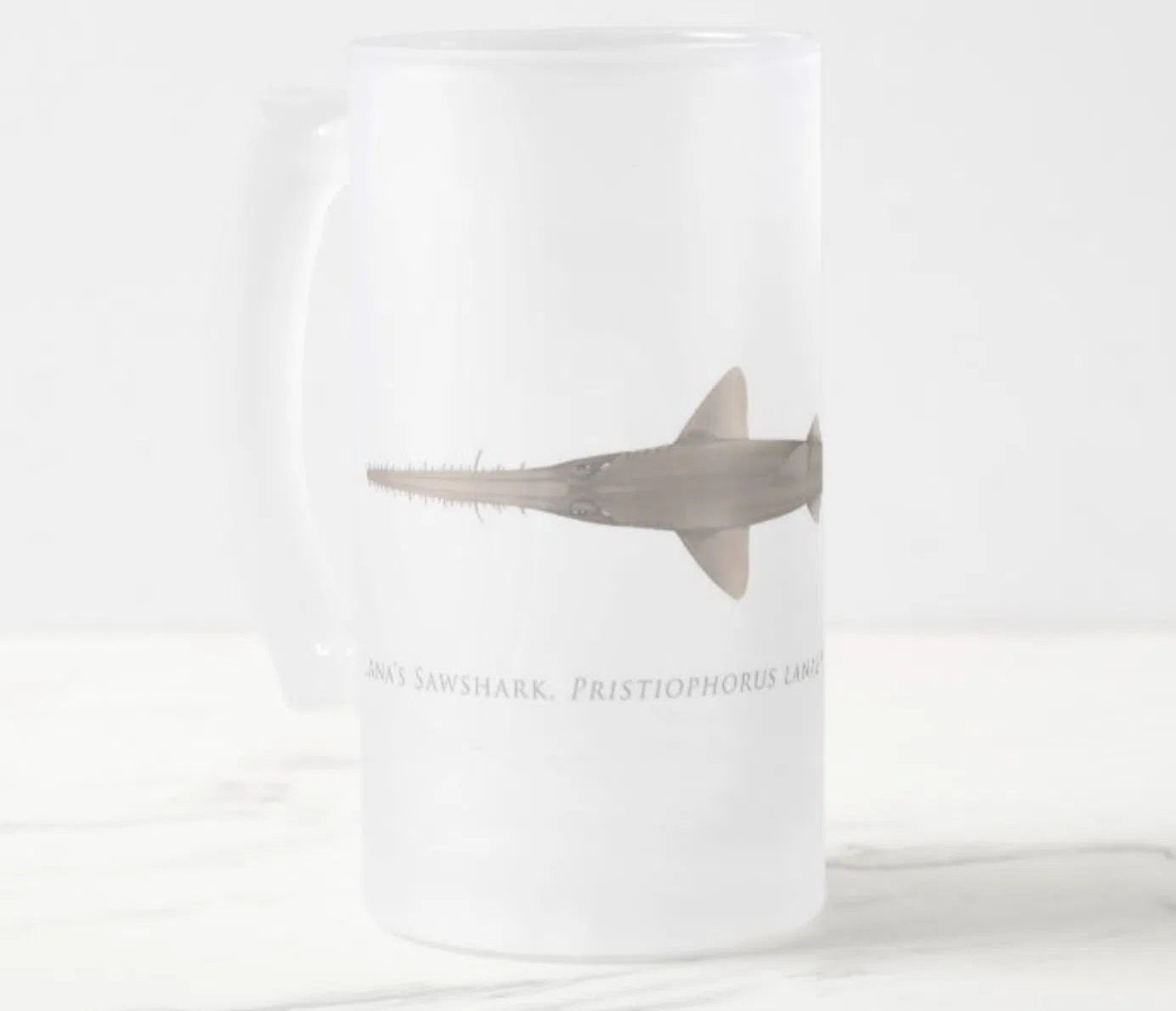 Choose Your Species - Shark or Ray - Frosted Glass Stein-Stick Figure Fish Illustration