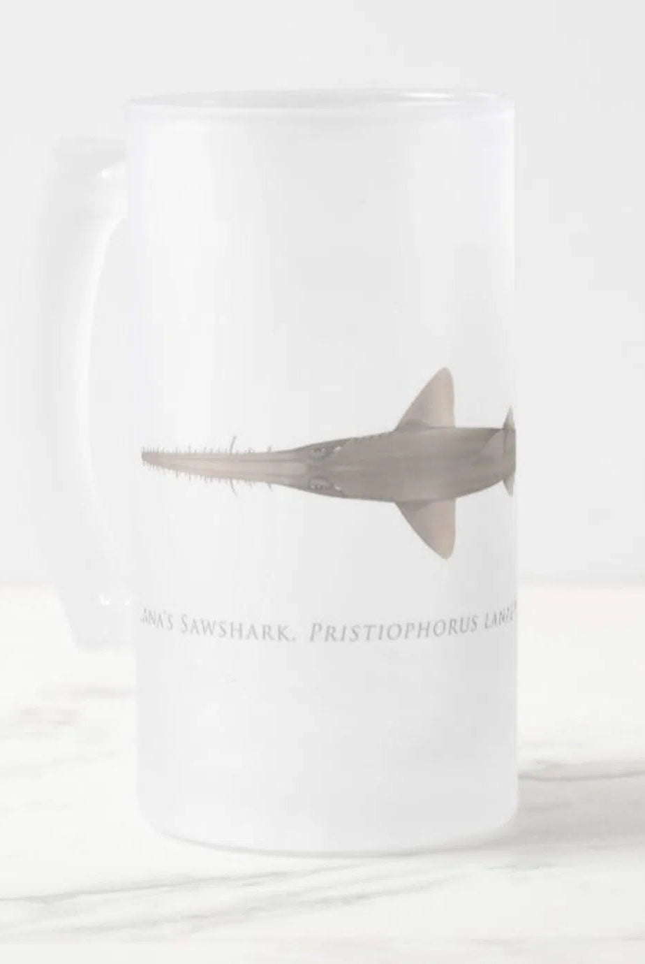 Choose Your Species - Shark or Ray - Frosted Glass Stein-Stick Figure Fish Illustration