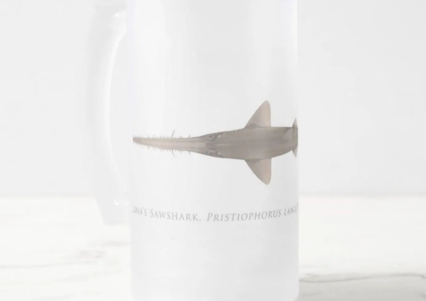 Choose Your Species - Shark or Ray - Frosted Glass Stein-Stick Figure Fish Illustration