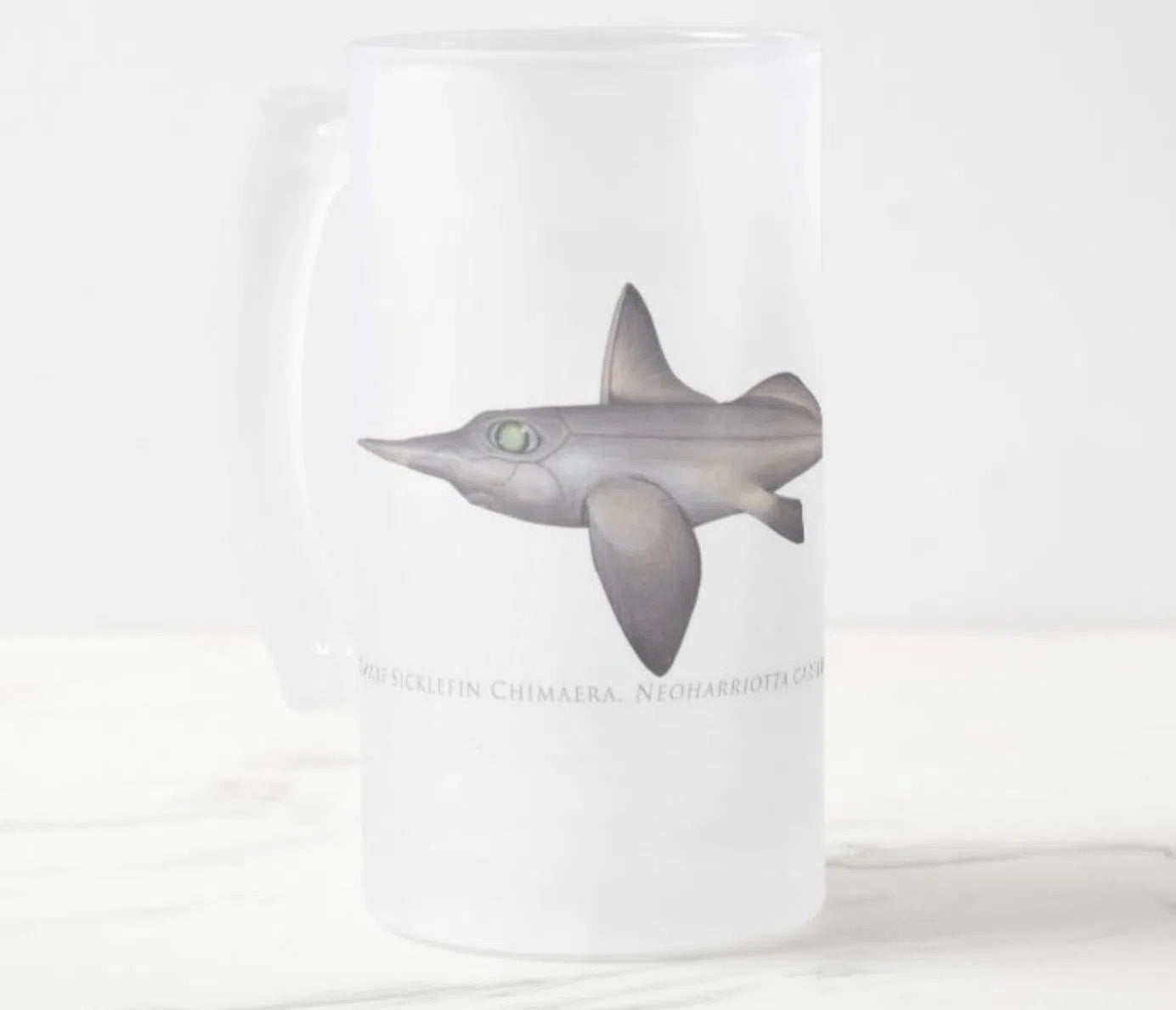 Choose Your Species - Shark or Ray - Frosted Glass Stein-Stick Figure Fish Illustration