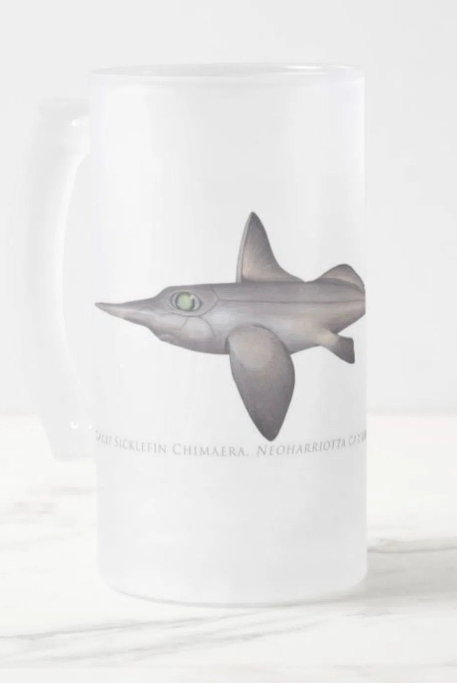Choose Your Species - Shark or Ray - Frosted Glass Stein-Stick Figure Fish Illustration