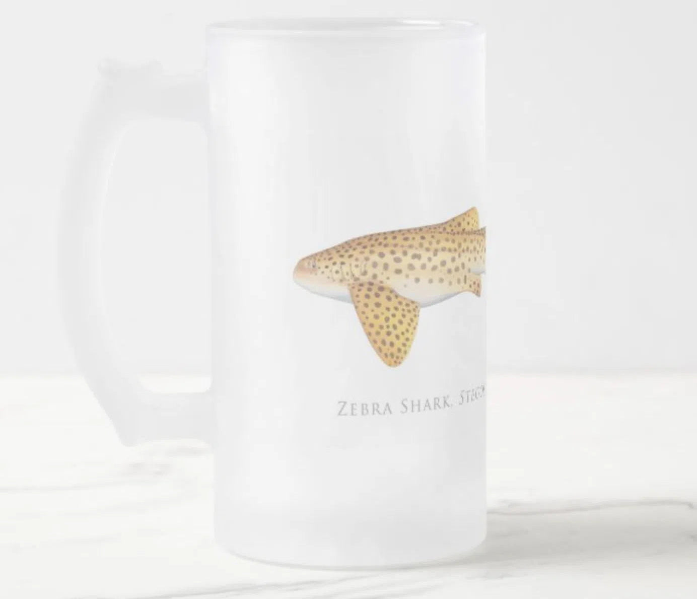Choose Your Species - Shark or Ray - Frosted Glass Stein-Stick Figure Fish Illustration